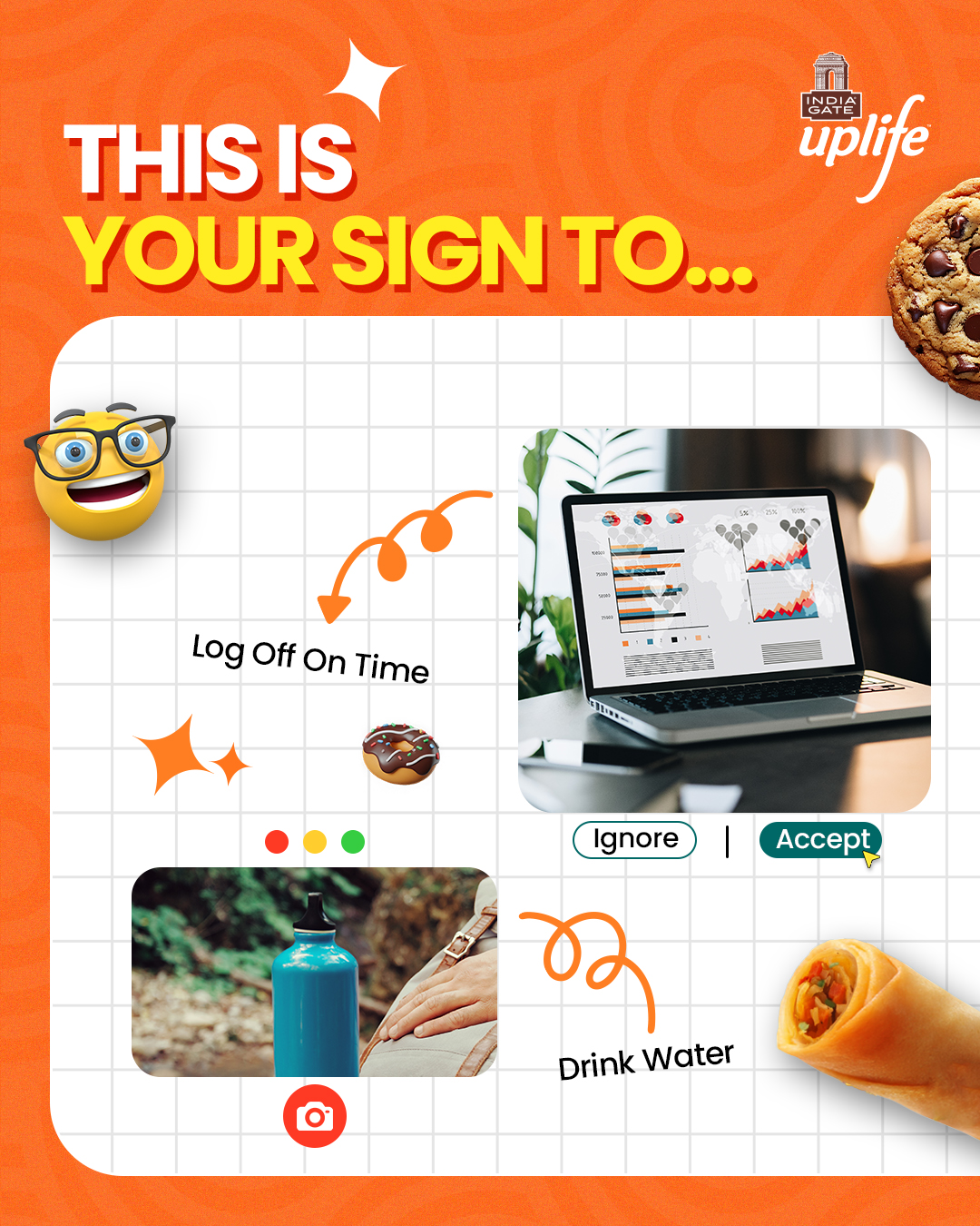 India Gate Uplife Facebook ad: This post just checked in on you.