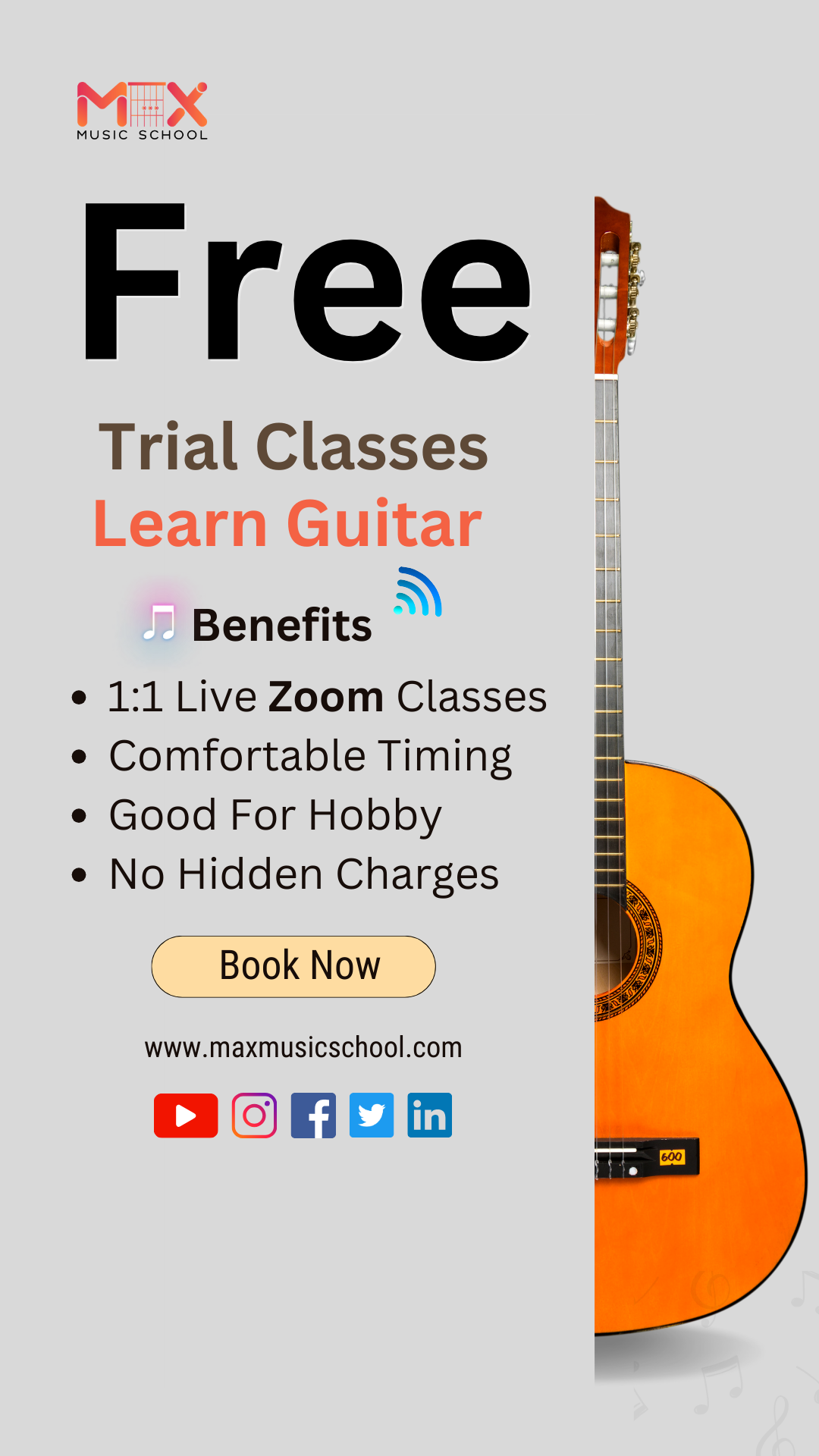 Max Music school Facebook ad from May 17, 2026