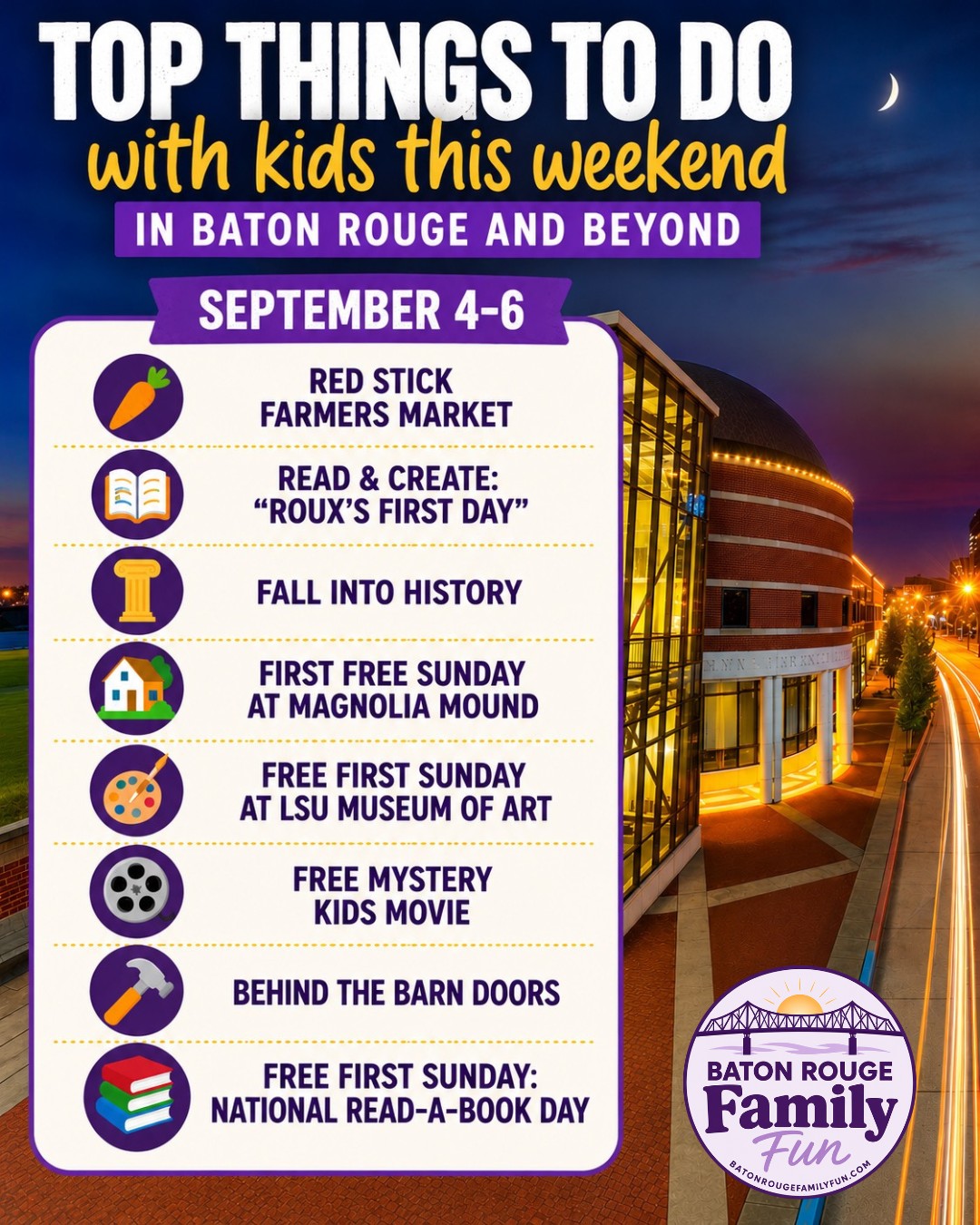 Baton Rouge Family Fun Facebook ad: ๐๐จ๐ฉ ๐๐ก๐ข๐ง๐ ๐ฌ ๐ญ๐จ ๐๐จ ๐ฐ๐ข๐ญ๐ก ๐๐๐๐ ๐ข๐งโฆ