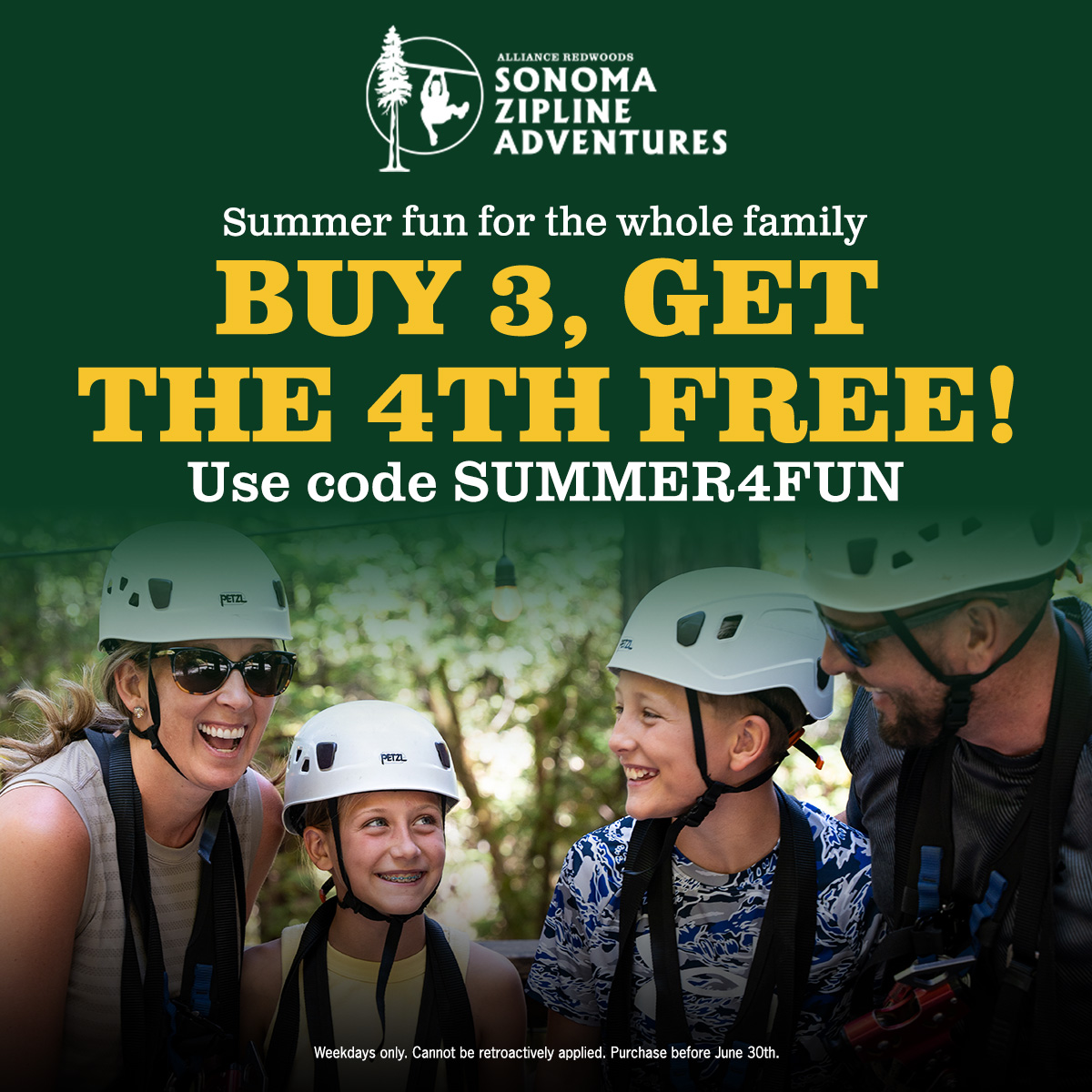 Sonoma Zipline Adventures Facebook ad: Summer Fun For All!