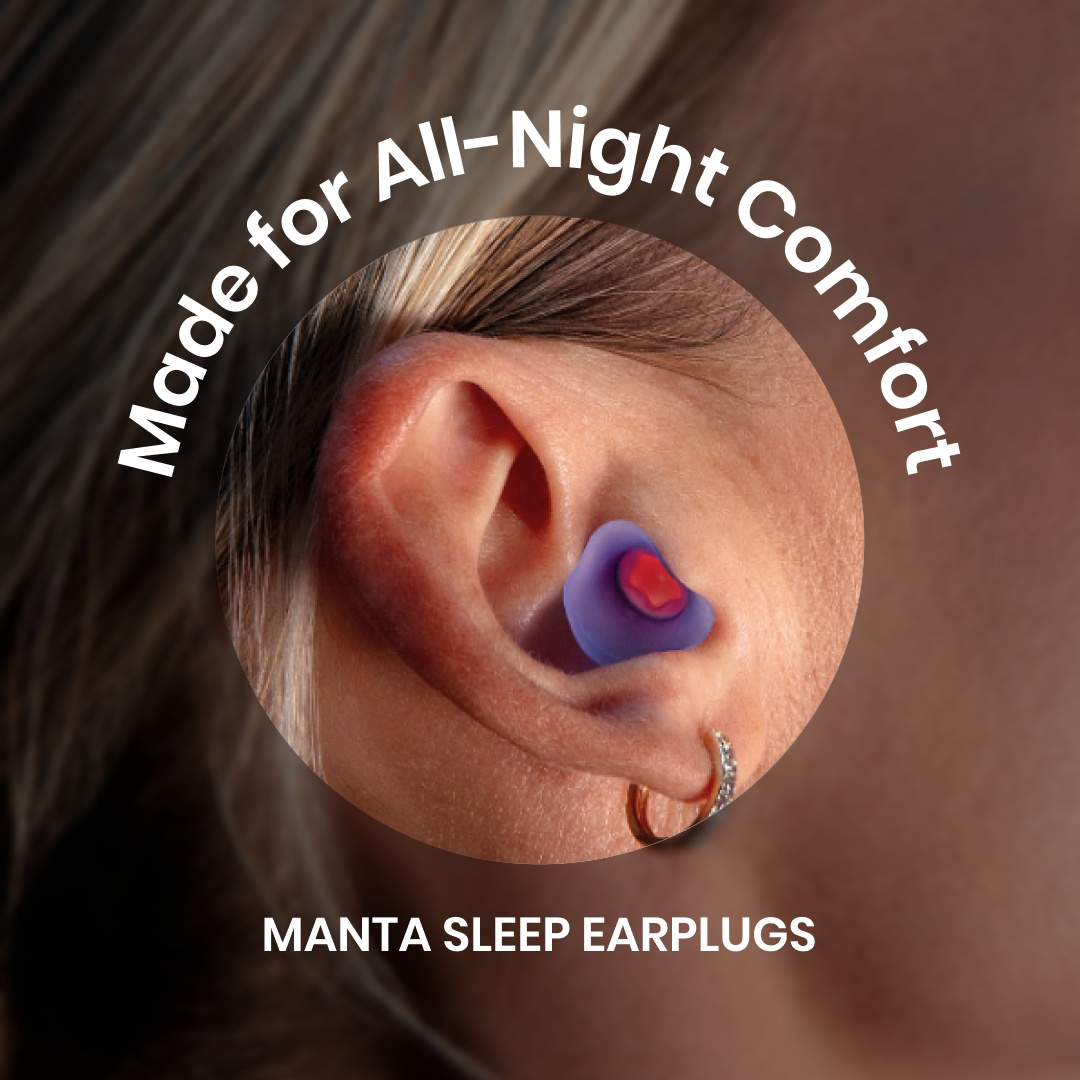 Manta Sleep Facebook ad: Earplugs for side-sleep. Finally.