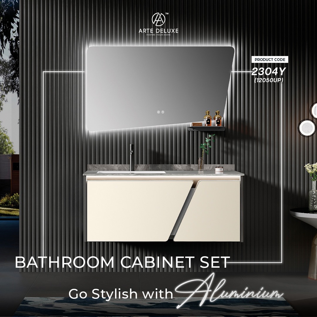 Arte Deluxe Facebook ad: Aluminium Bathroom Cabinet - Sleek and rust-resistant