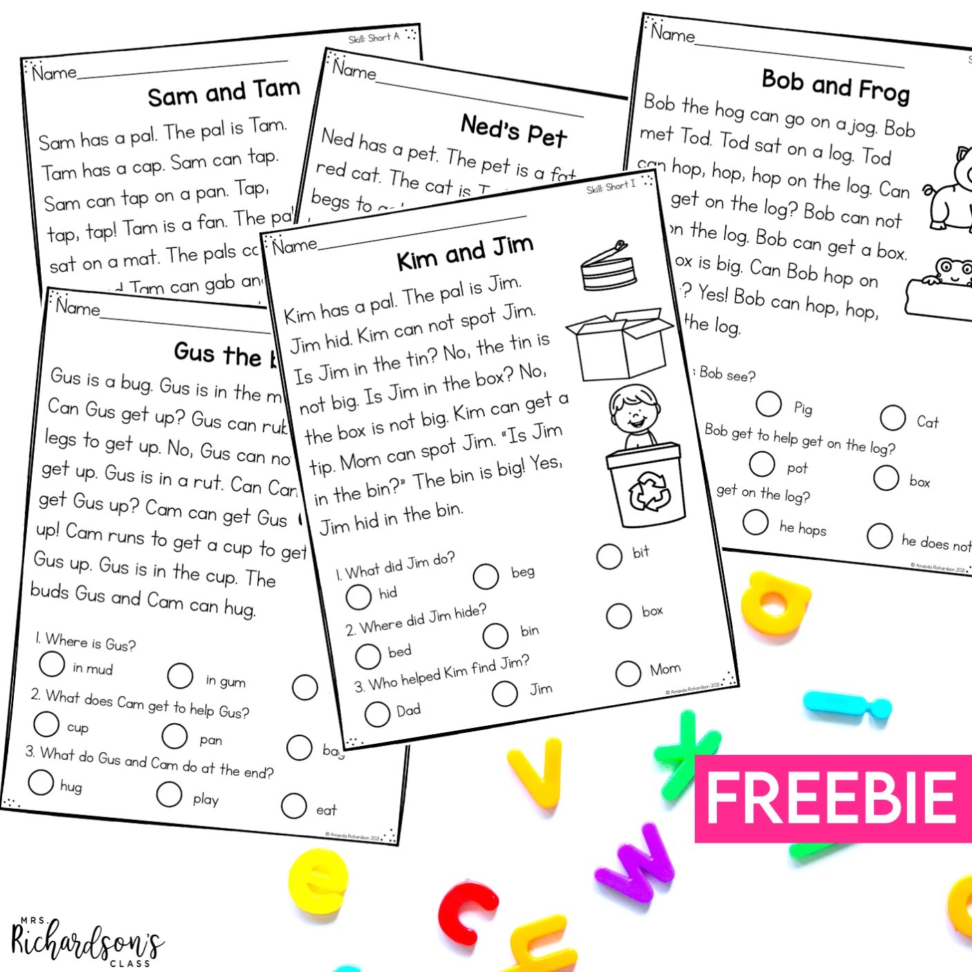 Mrs. Richardson's Class Facebook ad: FREE Decodable Reading Passages