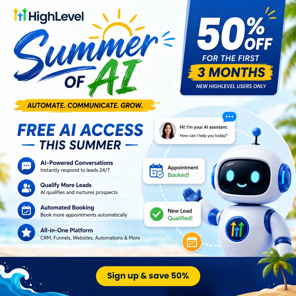 Danish Hussain Facebook ad: Save 50% on HighLevel + Free Conversation AI