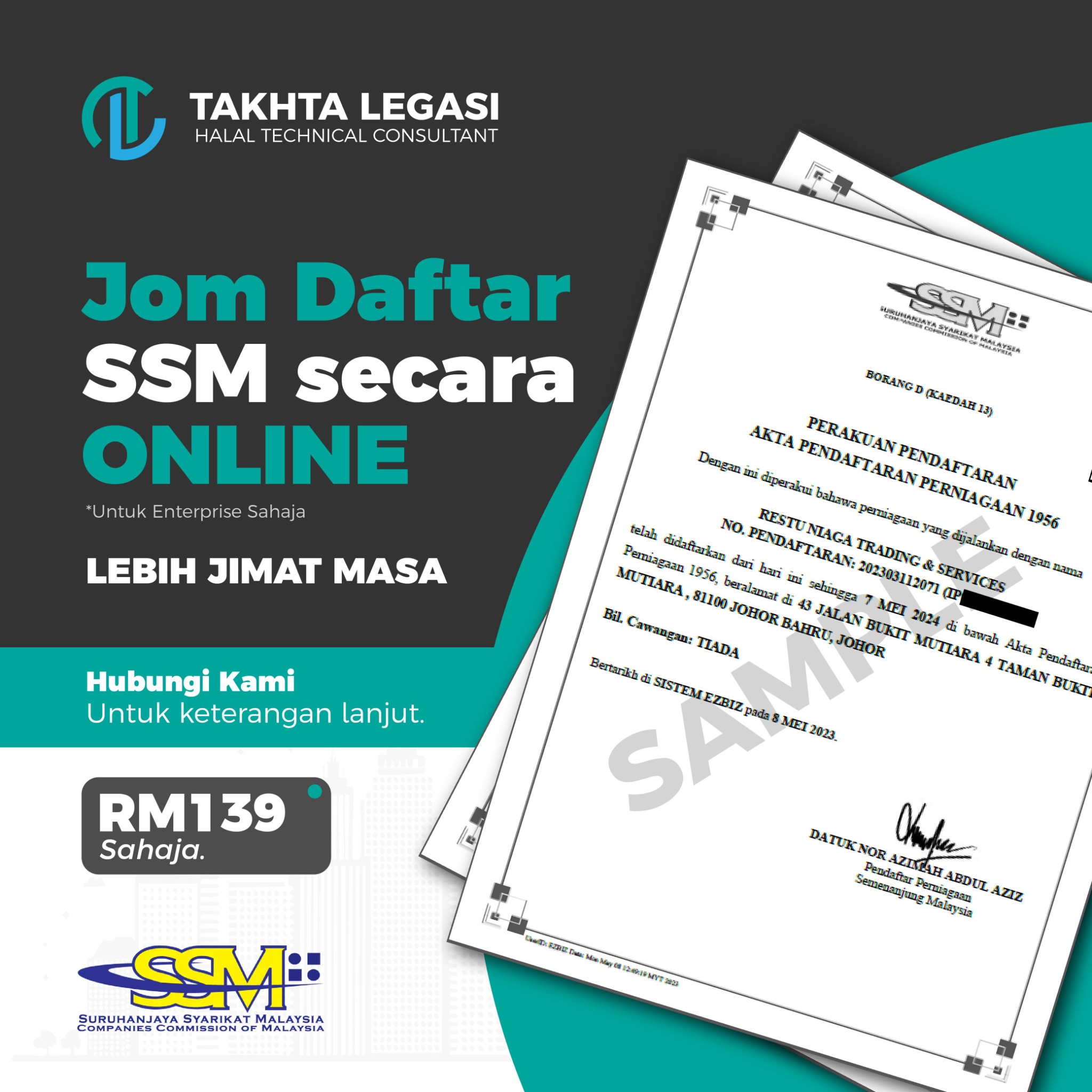Halal Technical Consultant Facebook ad: NAK BUAT SSM SEKARANG >>
