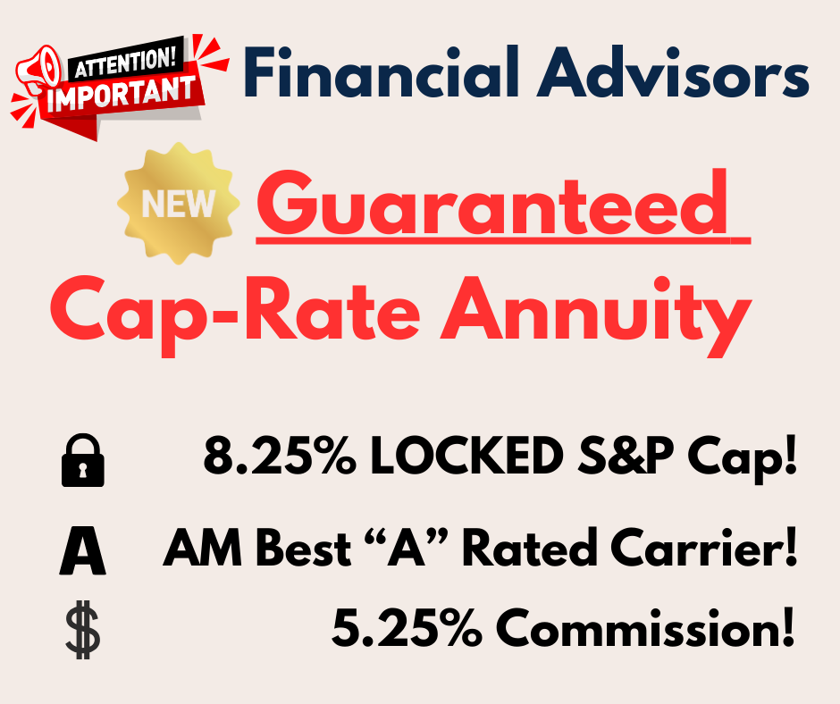 Annuity Sales Center Facebook ad: 8.25% Locked S&P Cap | 5.25% Comp | 5 or 7 Years