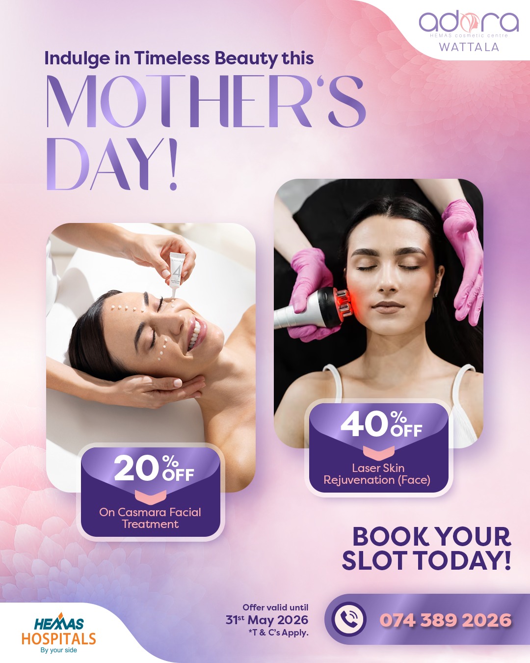 Adora Cosmetic Centre Wattala Facebook ad: Celebrate her with the gift of professional skincare.