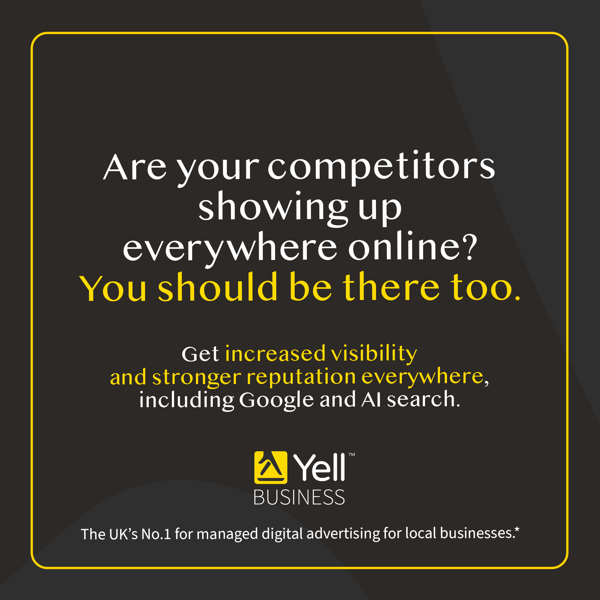 Yell Business Facebook ad: Stand out on Google and AI search.