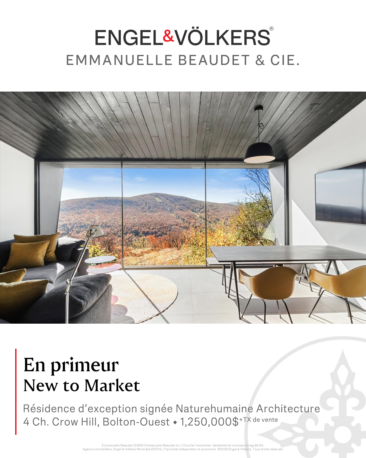Emmanuelle Beaudet Engel & Völkers Facebook ad: EN PRIMEUR | NEW TO MARKET