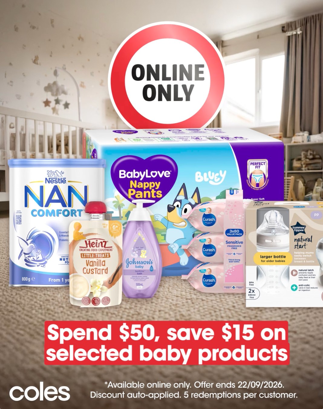 Coles Facebook ad: Baby Spend & Save