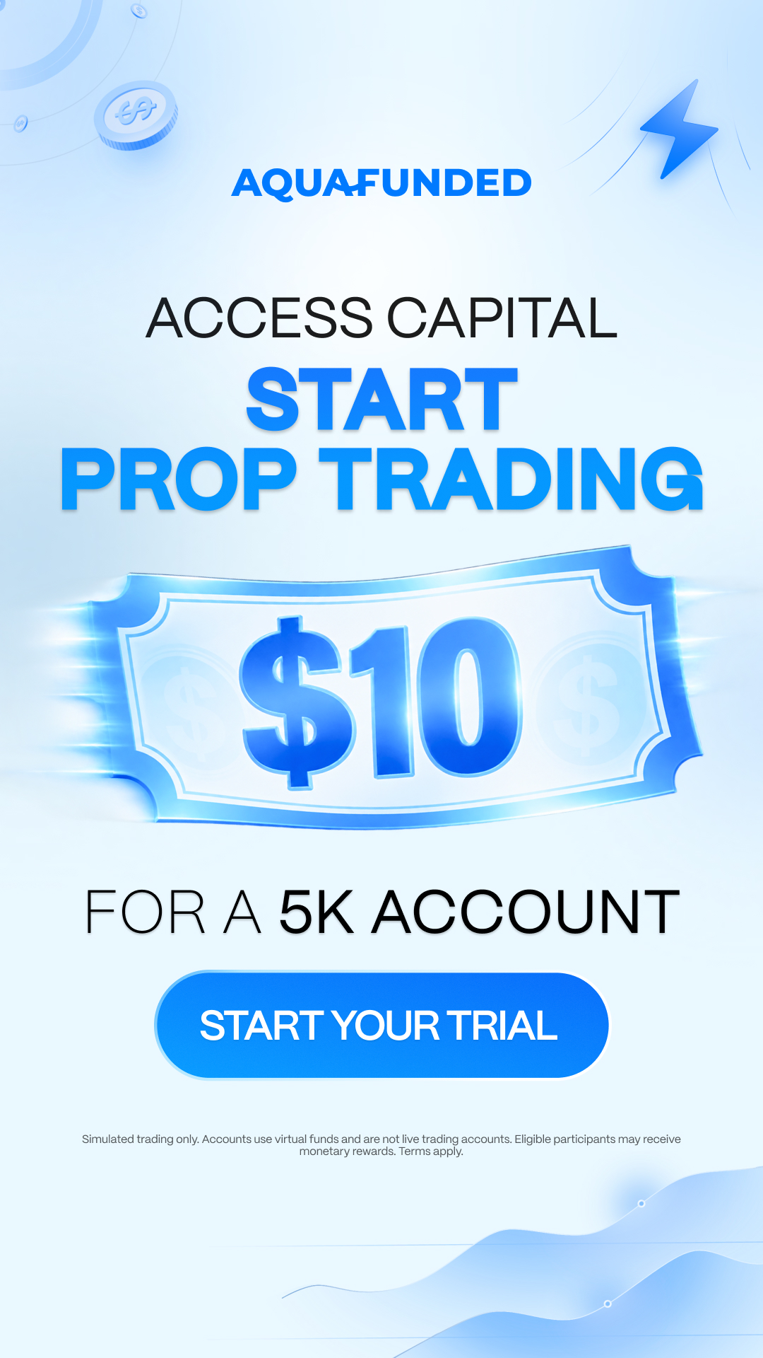 The Aqua Funded Facebook ad: Start With A 5K Demo Account For 10