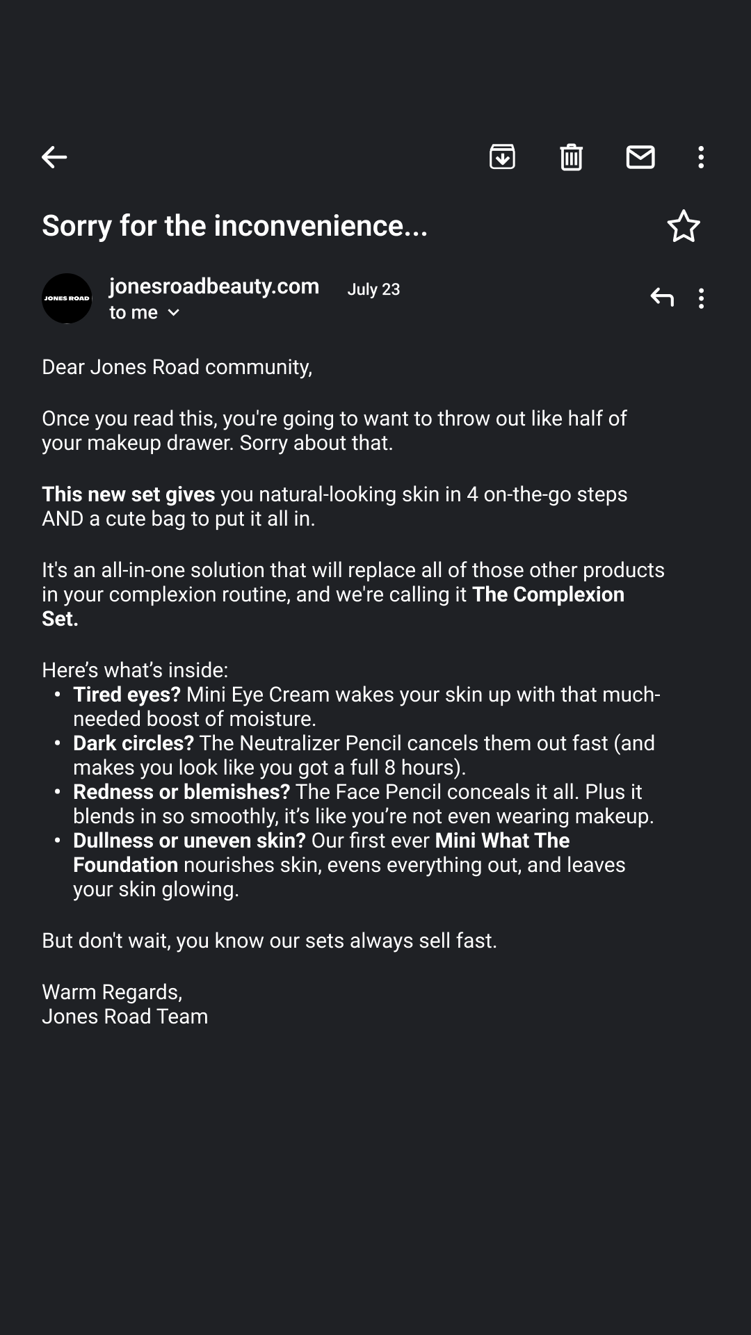 Jones Road Beauty Facebook ad