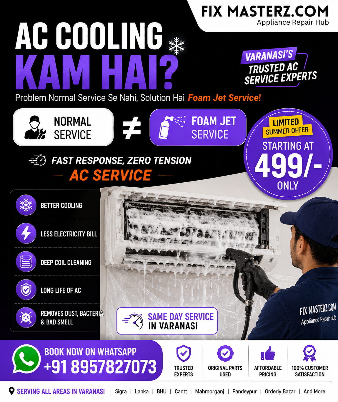 Fix Masterz Facebook ad: AC Repair Service in Varanasi