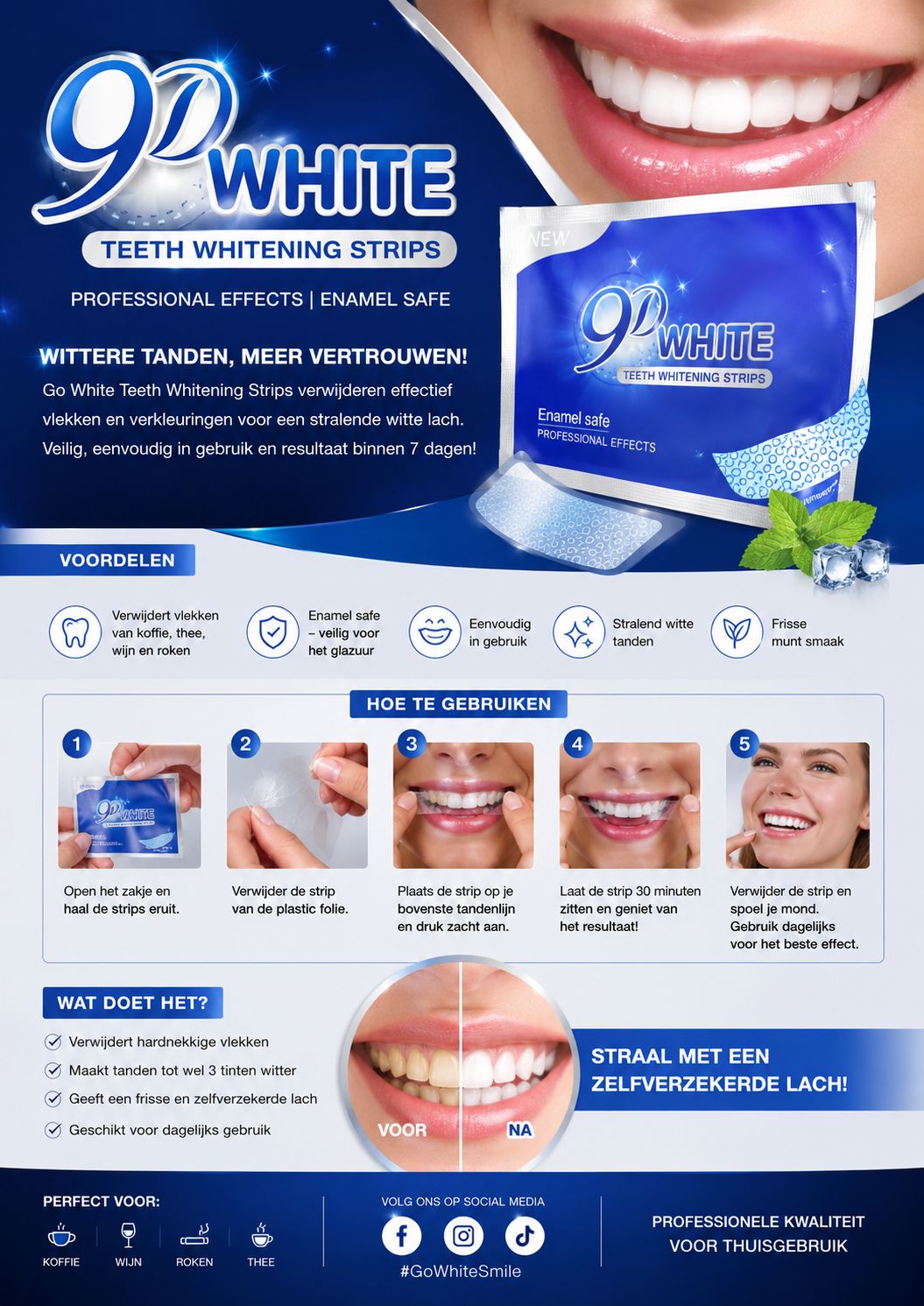 ALL SALES NV Facebook ad: Go White Teeth Whitening Strips