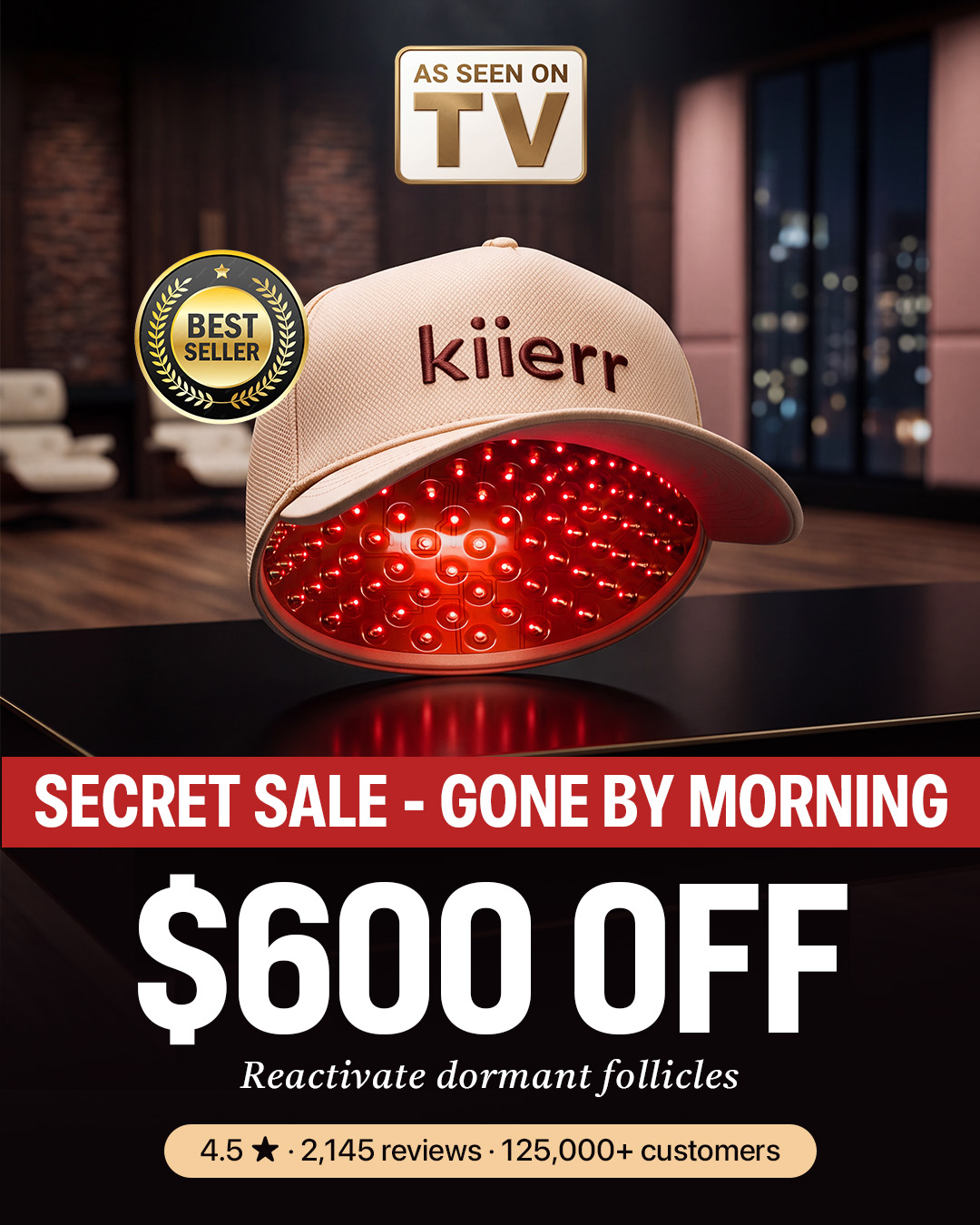 Kiierr Facebook ad: $600 OFF-Secret Sale Ends by Morning