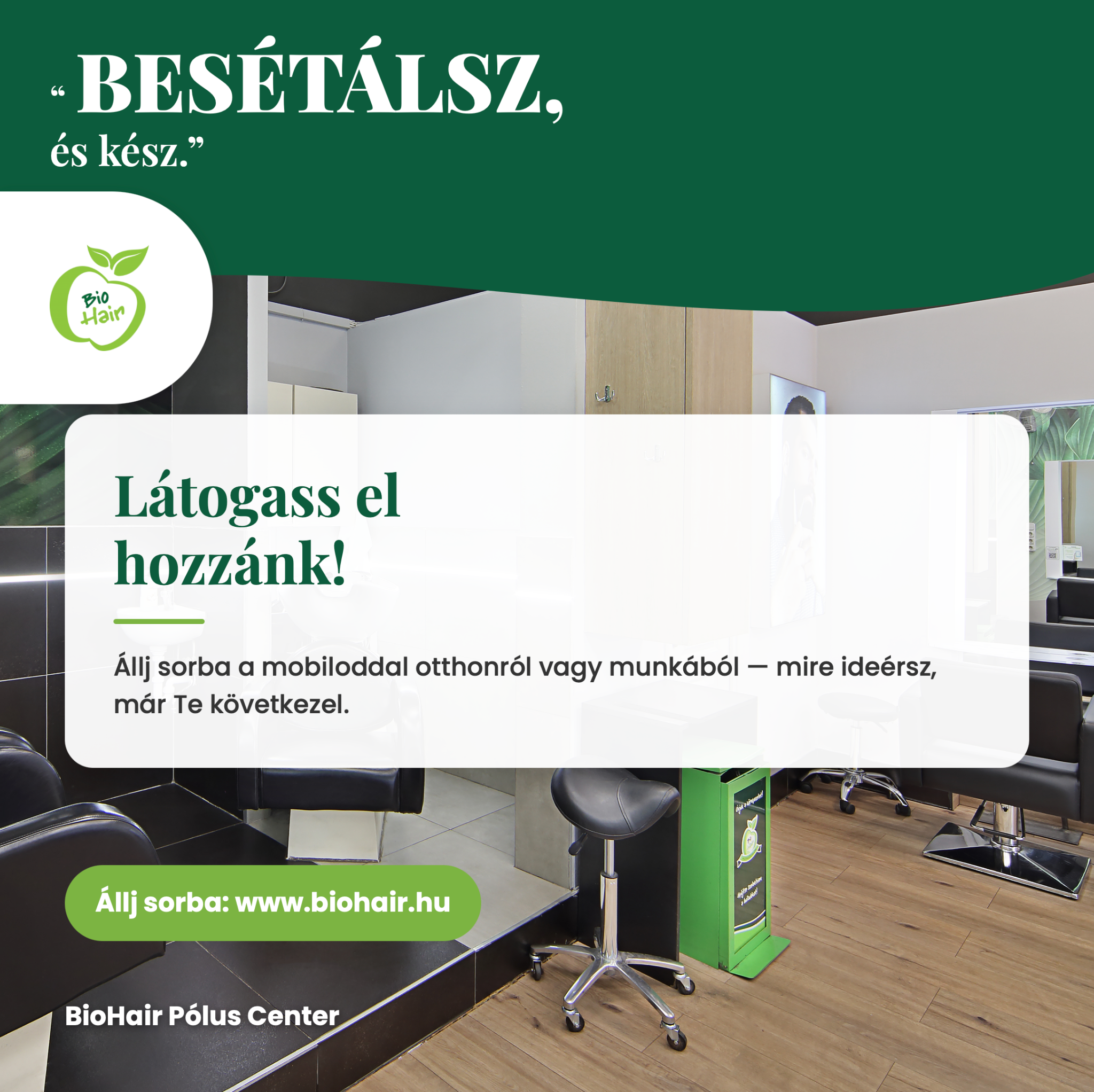 BioHair Pólus Facebook ad: Ugorj be hozzánk egy friss frizurára!