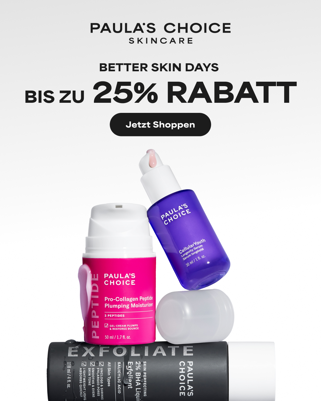 Paula's Choice Facebook ad: BIS ZU 25 % RABATT
