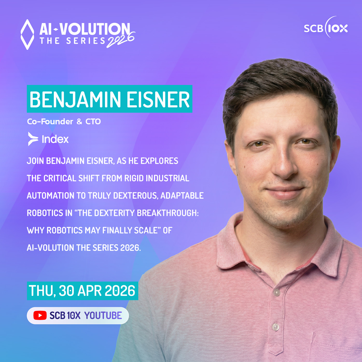 SCB 10X Facebook ad: Meet Benjamin Eisner at the next episode of…