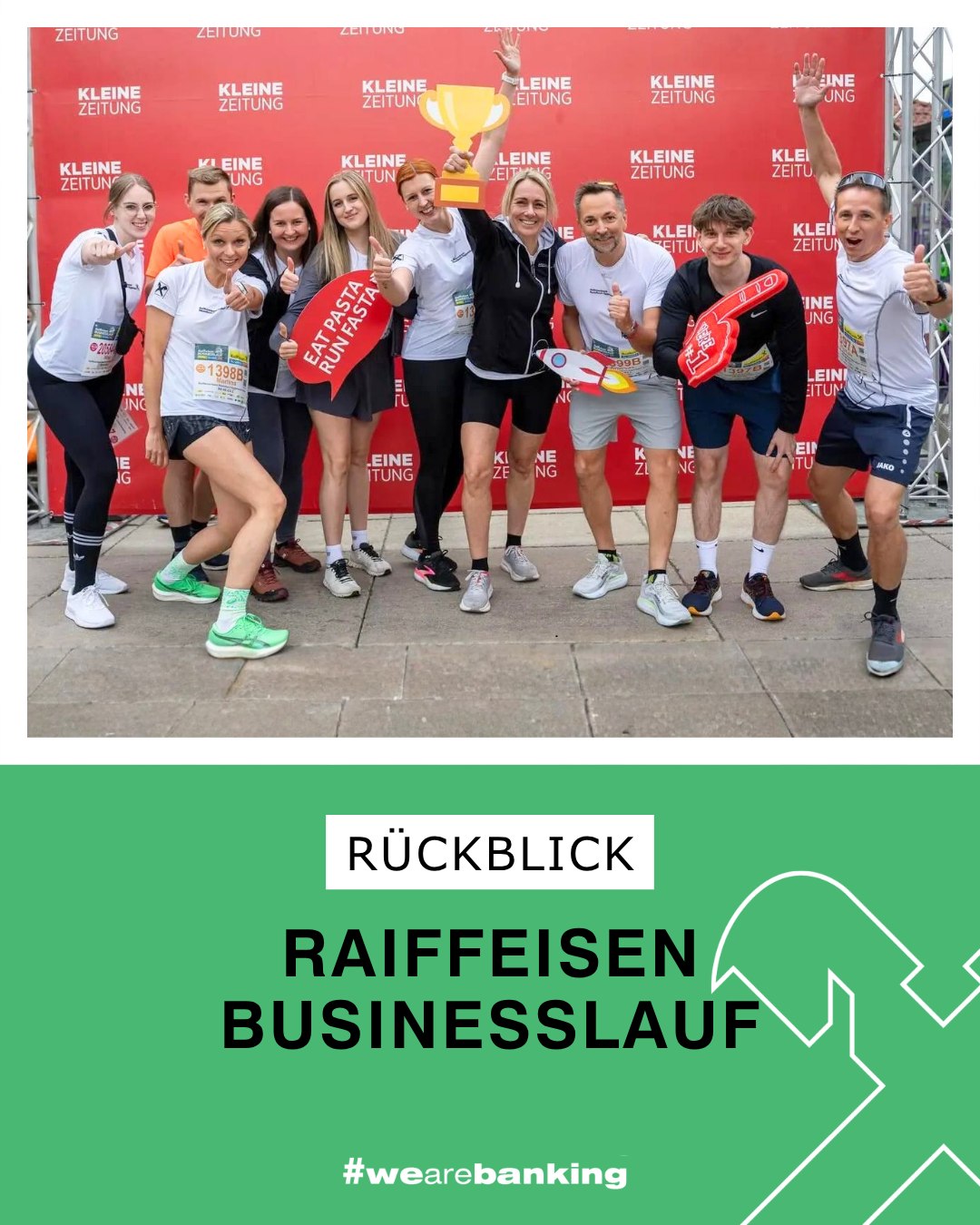 Raiffeisenbank Nestelbach-Eggersdorf Facebook ad: Gemeinsam unterwegs beim Raiffeisen Businesslauf!