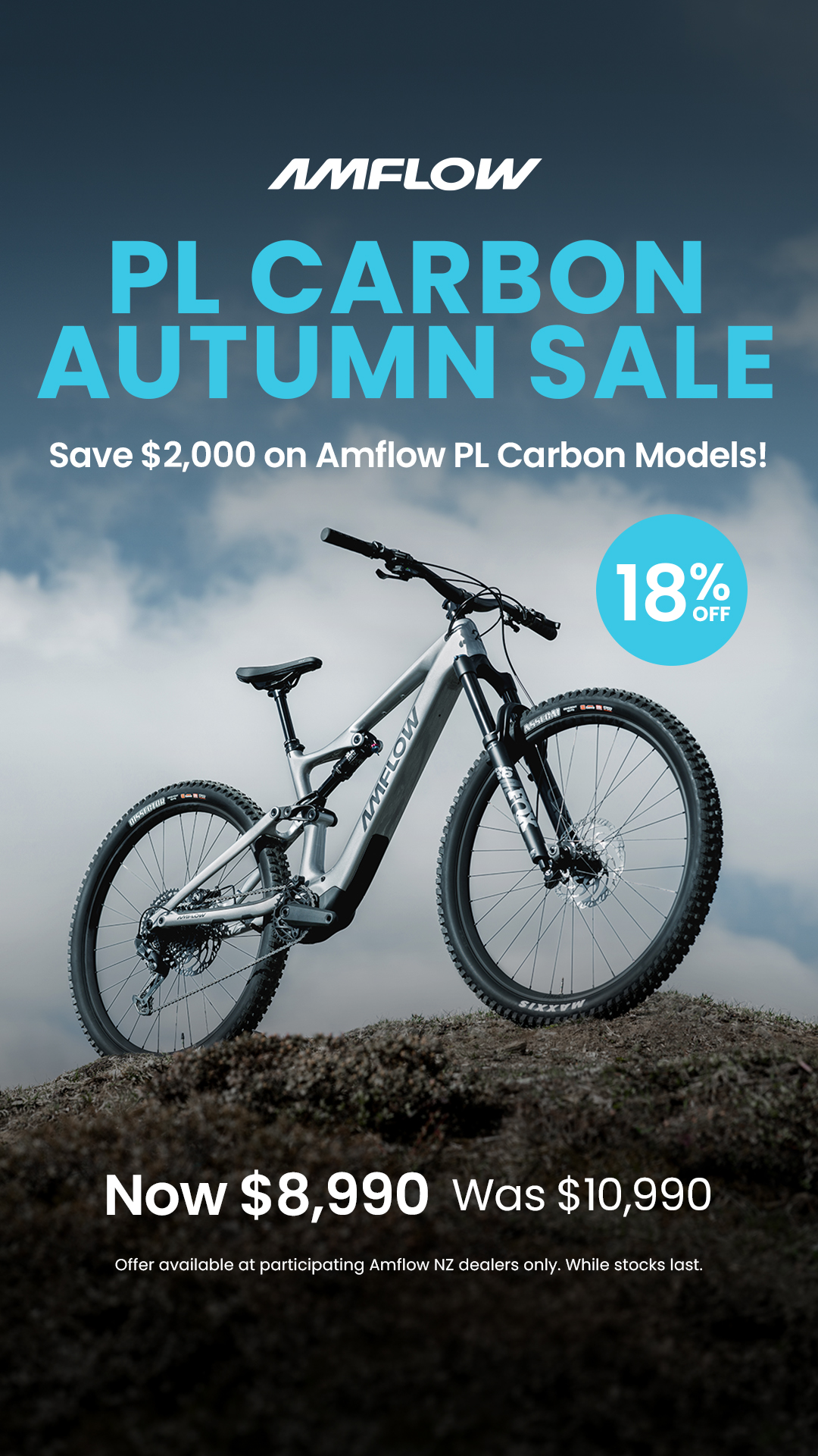 Amflow Bikes New Zealand Facebook ad from Apr 23, 2026