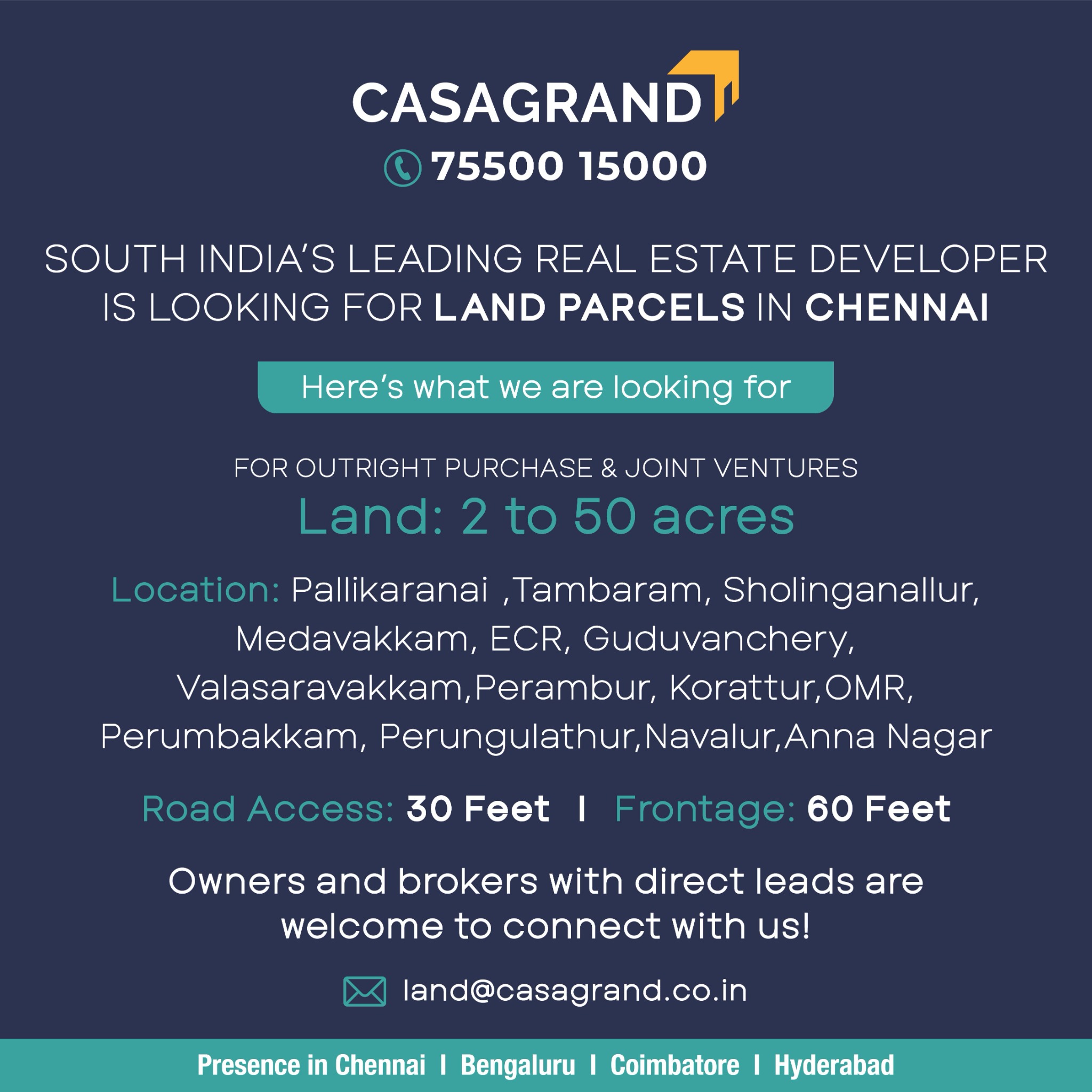 Land Acquisition - Chennai Facebook ad