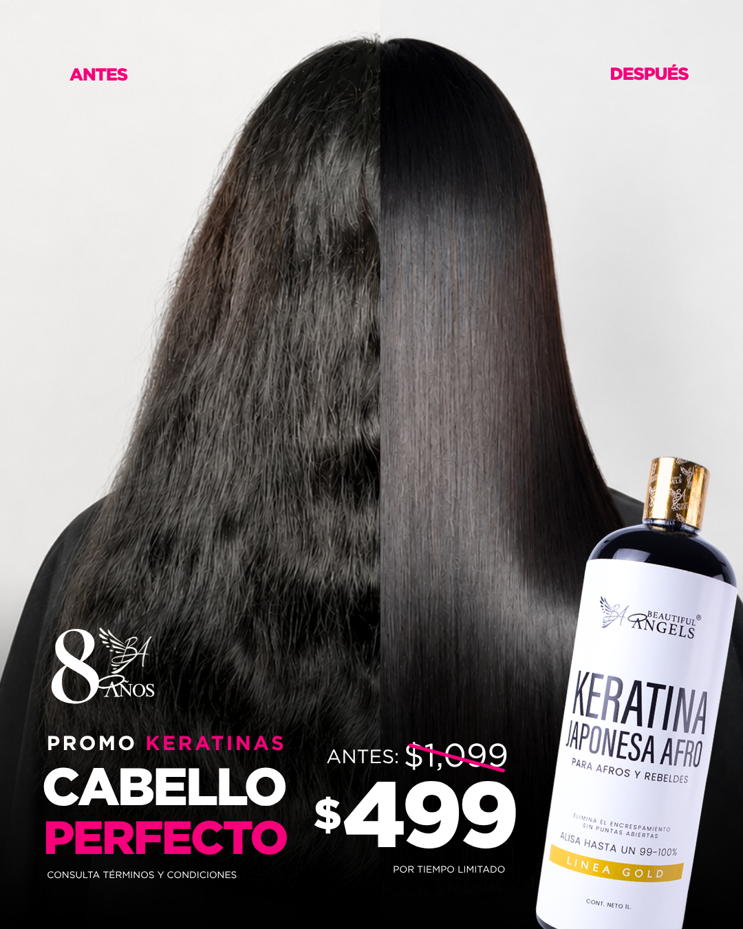 Beautiful Angels Facebook ad: De un cabello rebelde a un acabado liso…