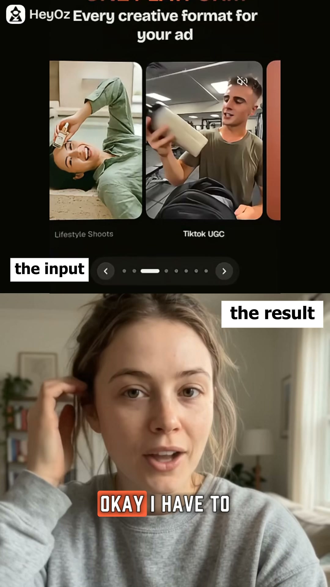 Oz: AI Marketing Platform Facebook ad: Say Goodbye to UGC Creators