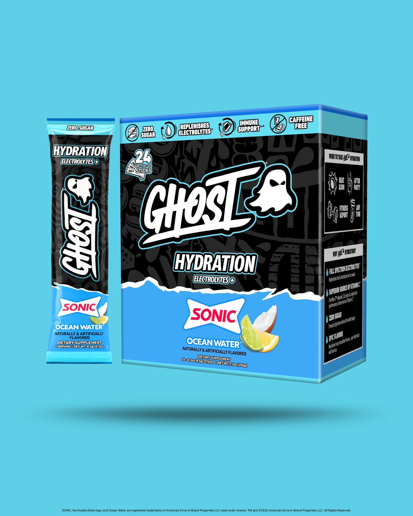 GHOST Hydration Facebook ad: SONIC HYDRATION hour, EVERY hour.