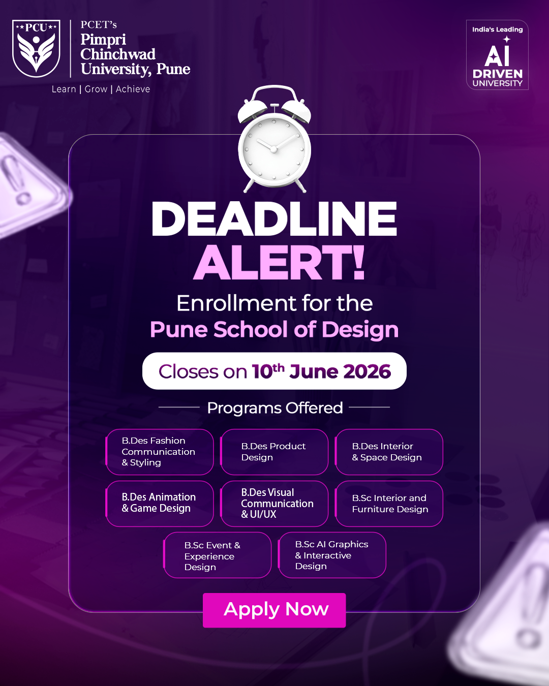 Pimpri Chinchwad University Facebook ad: Last Date to Apply: 10th June
