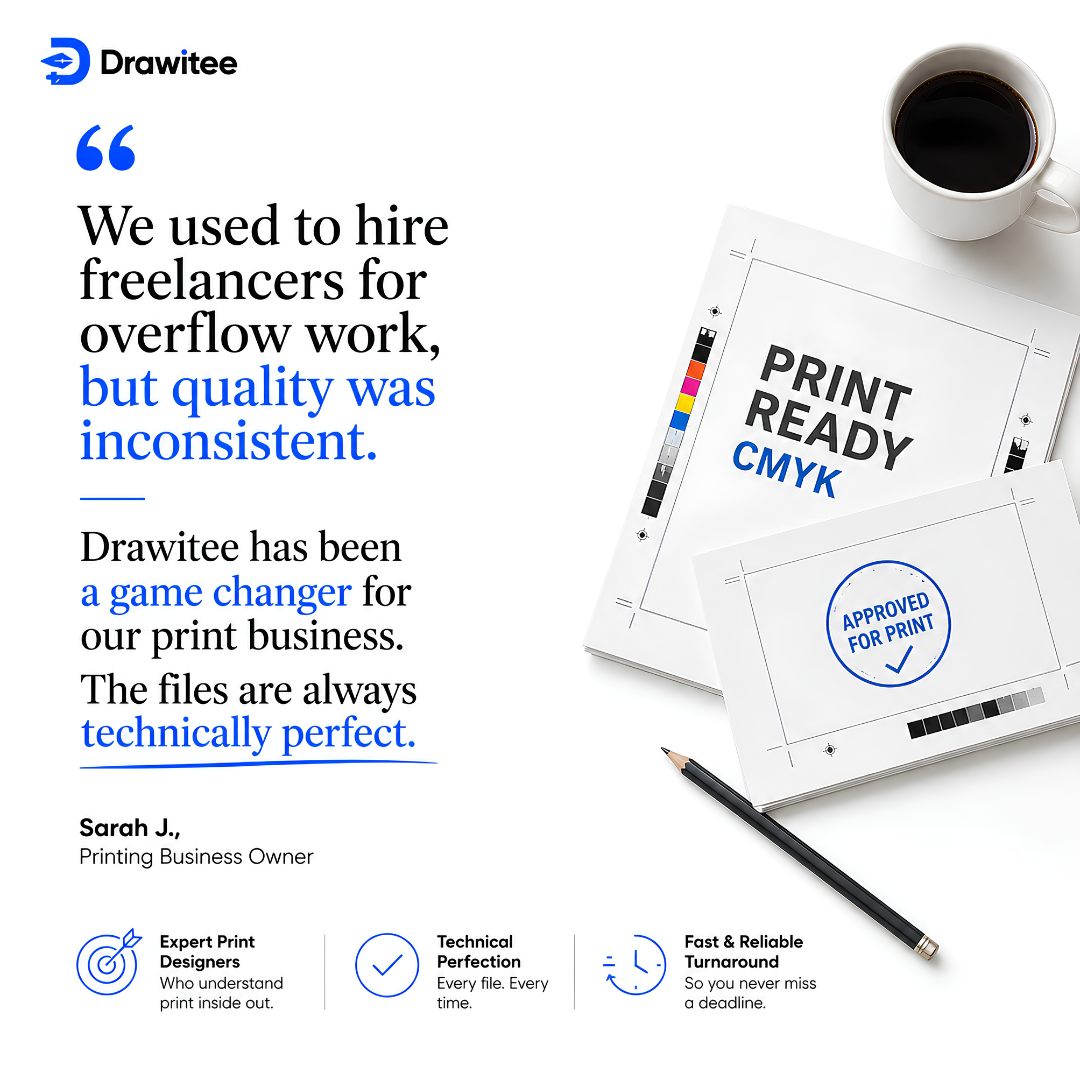 Drawitee Facebook ad: Scale Your Print Business Without Design Bottlenecks