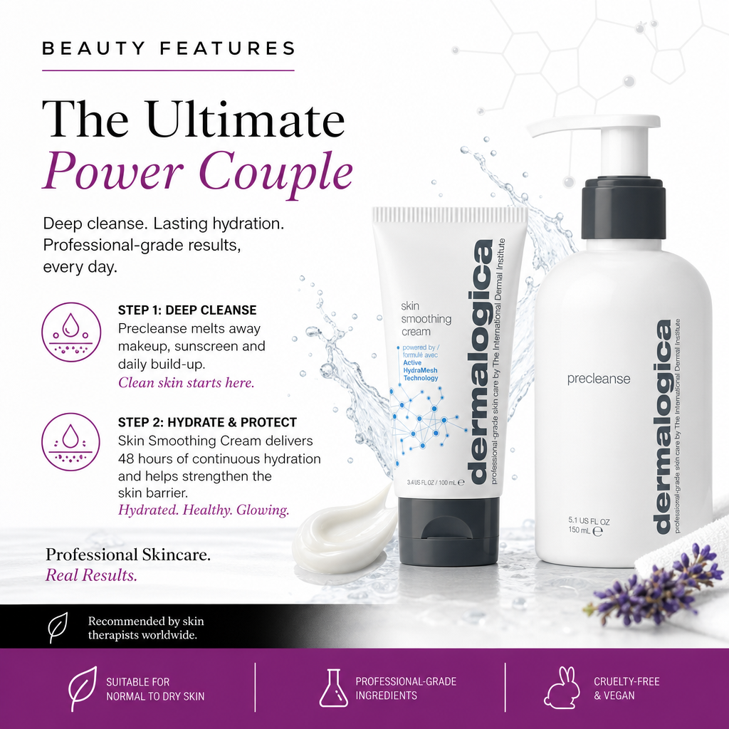BeautyFeatures Ireland Facebook ad: Dermalogica Precleanse 150ml & Skin Smoothing Cream 100ml…