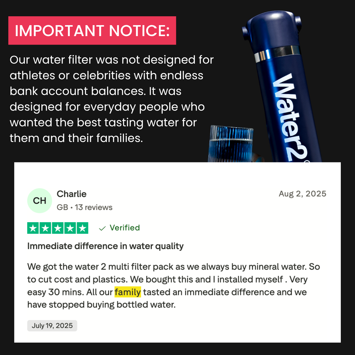 Water2 Facebook ad