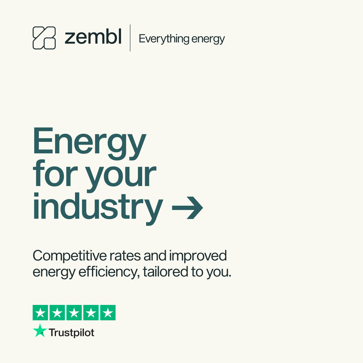 Zembl Facebook ad: Your industry has unique energy needs.
