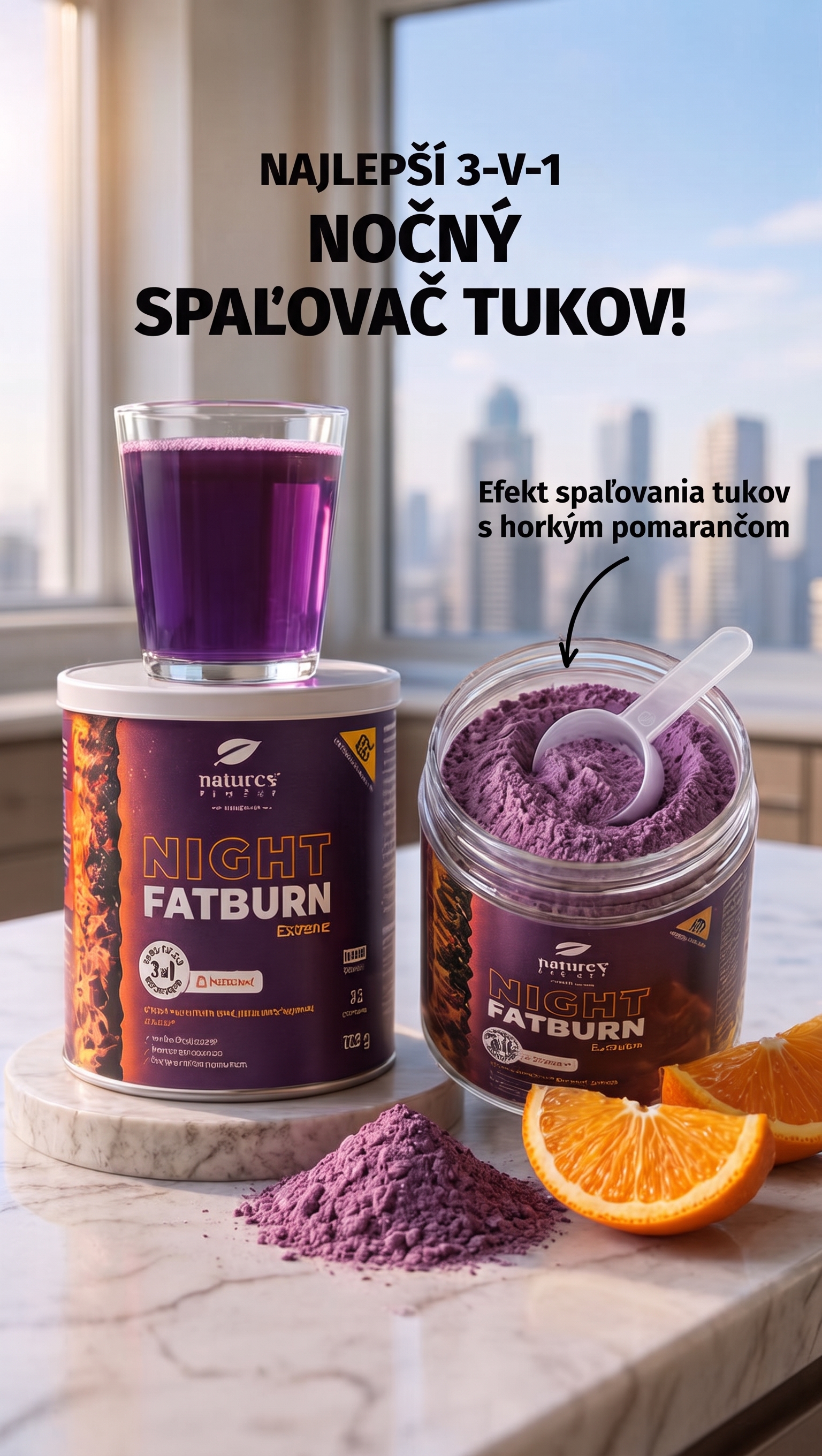 Nature's Finest Slovensko Facebook ad: Pomáha spaľovať tuk v noci.