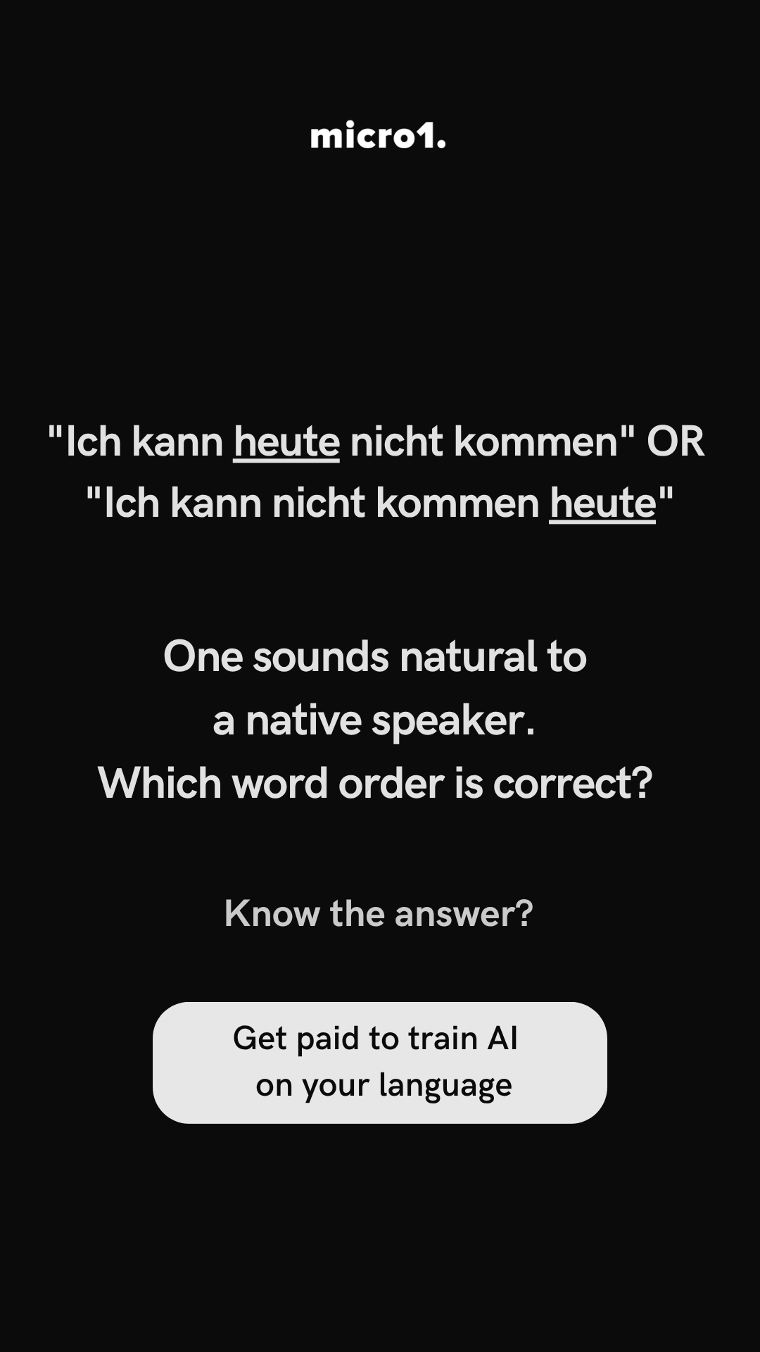 micro1 Facebook ad: Hiring German Speakers - Remote