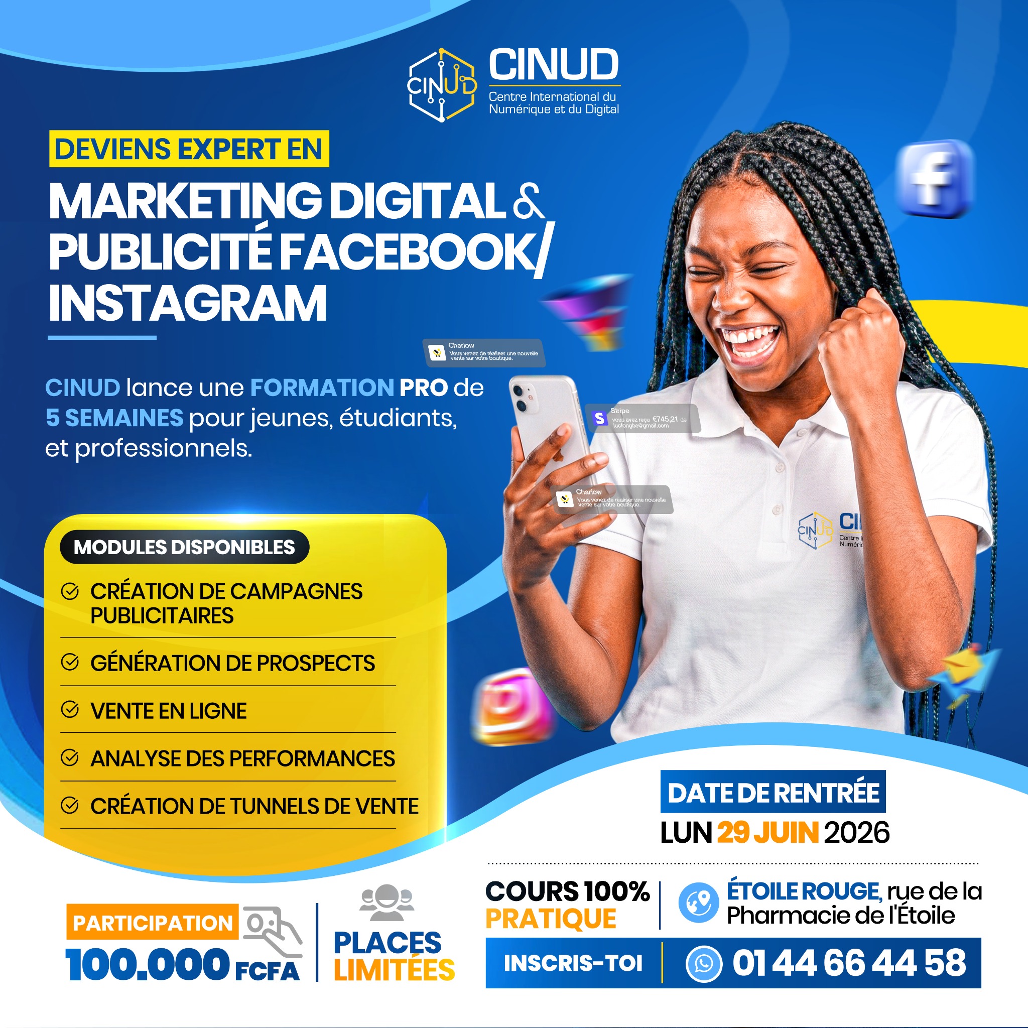 CINUD - Centre International du Numérique et du Digital Facebook ad: Maîtrisez le 𝗠𝗮𝗿𝗸𝗲𝘁𝗶𝗻𝗴 𝗗𝗶𝗴𝗶𝘁𝗮𝗹 𝗲𝘁 𝗹𝗮…