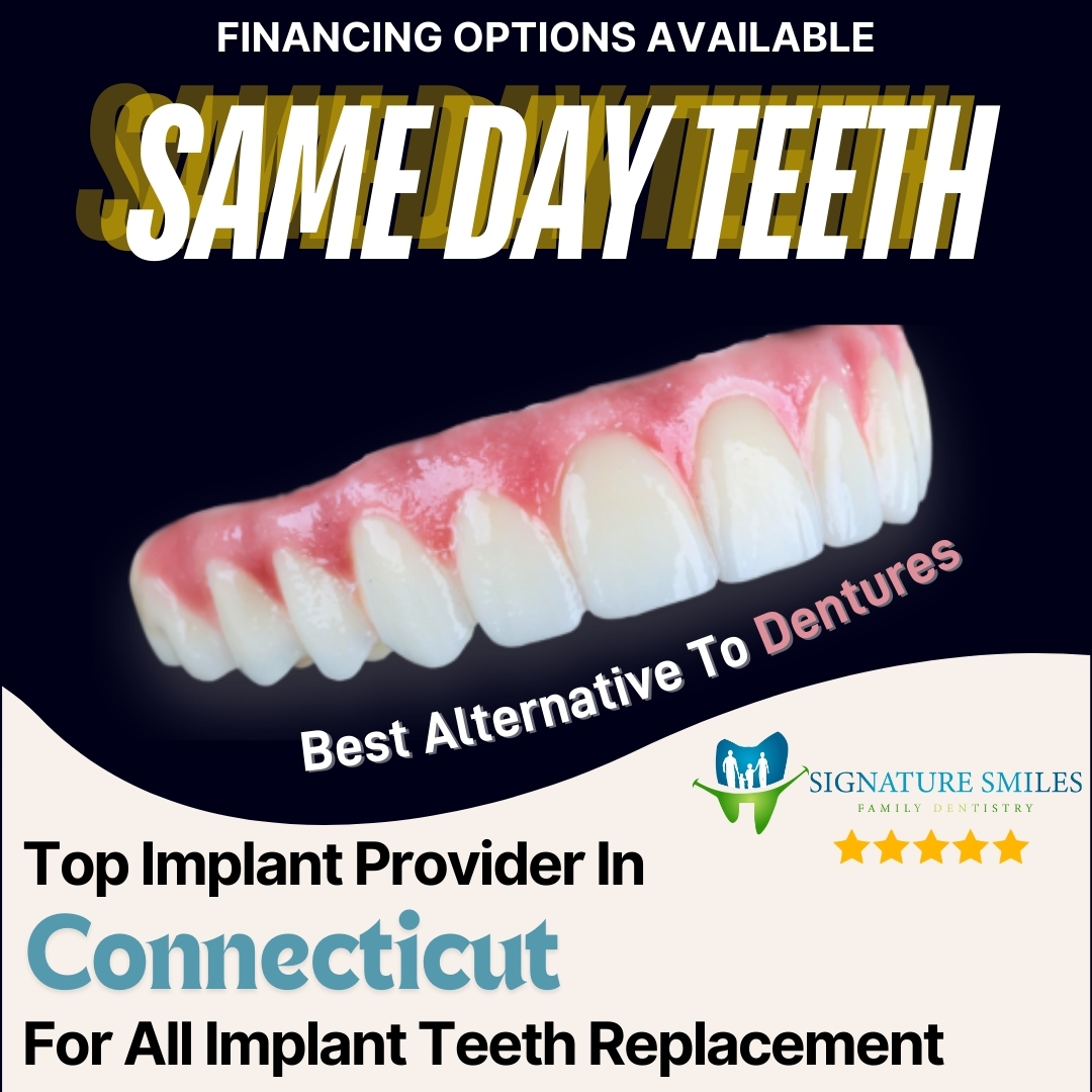 Signature Smiles Dental Implant Center Facebook ad from Jun 1, 2025