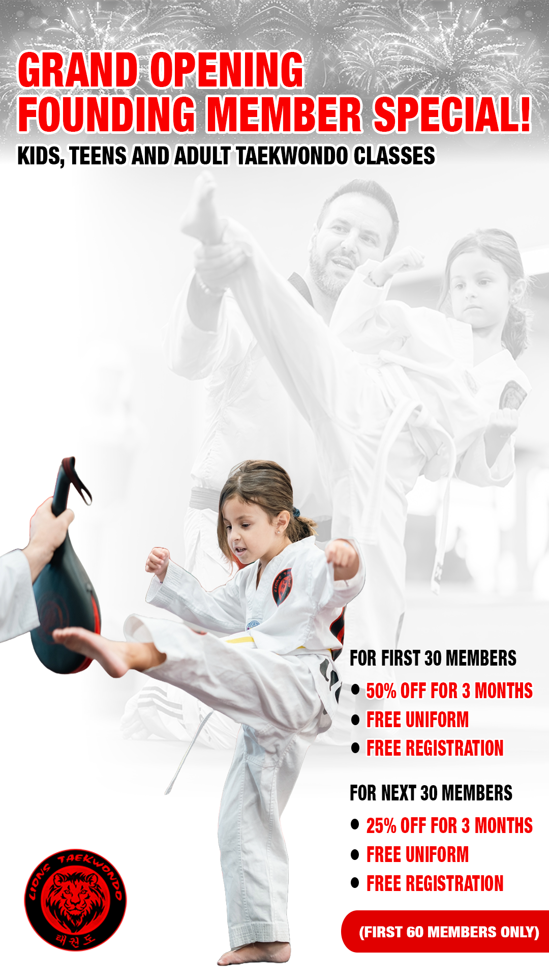 Lions Taekwondo Academy Chatsworth Facebook ad from Feb 3, 2026