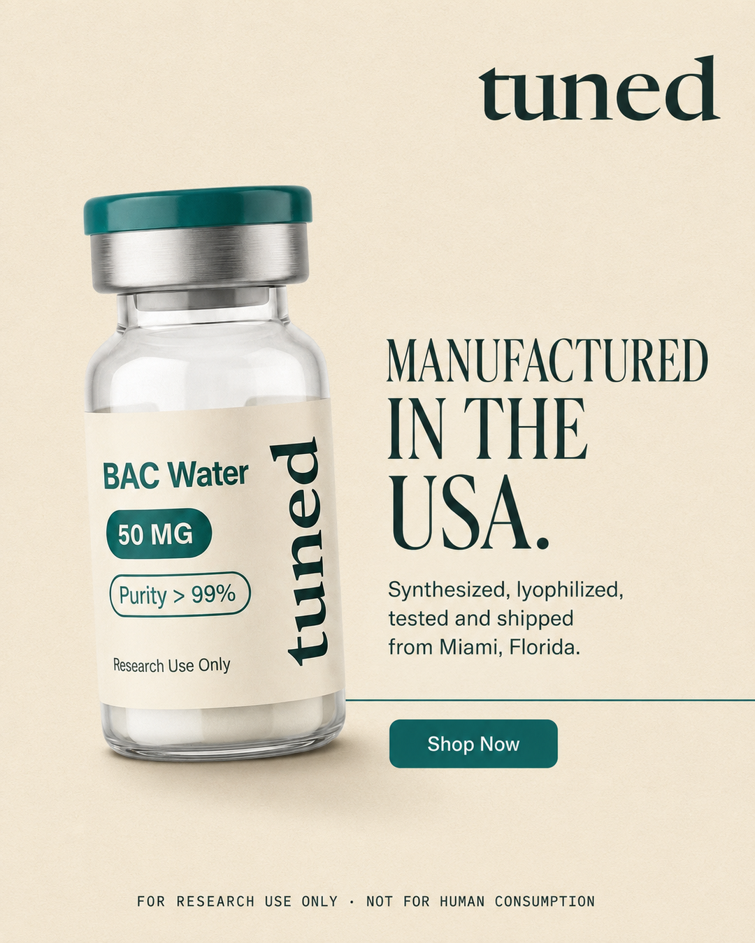 Tuned Research Facebook ad: Every Compound. One Standard.