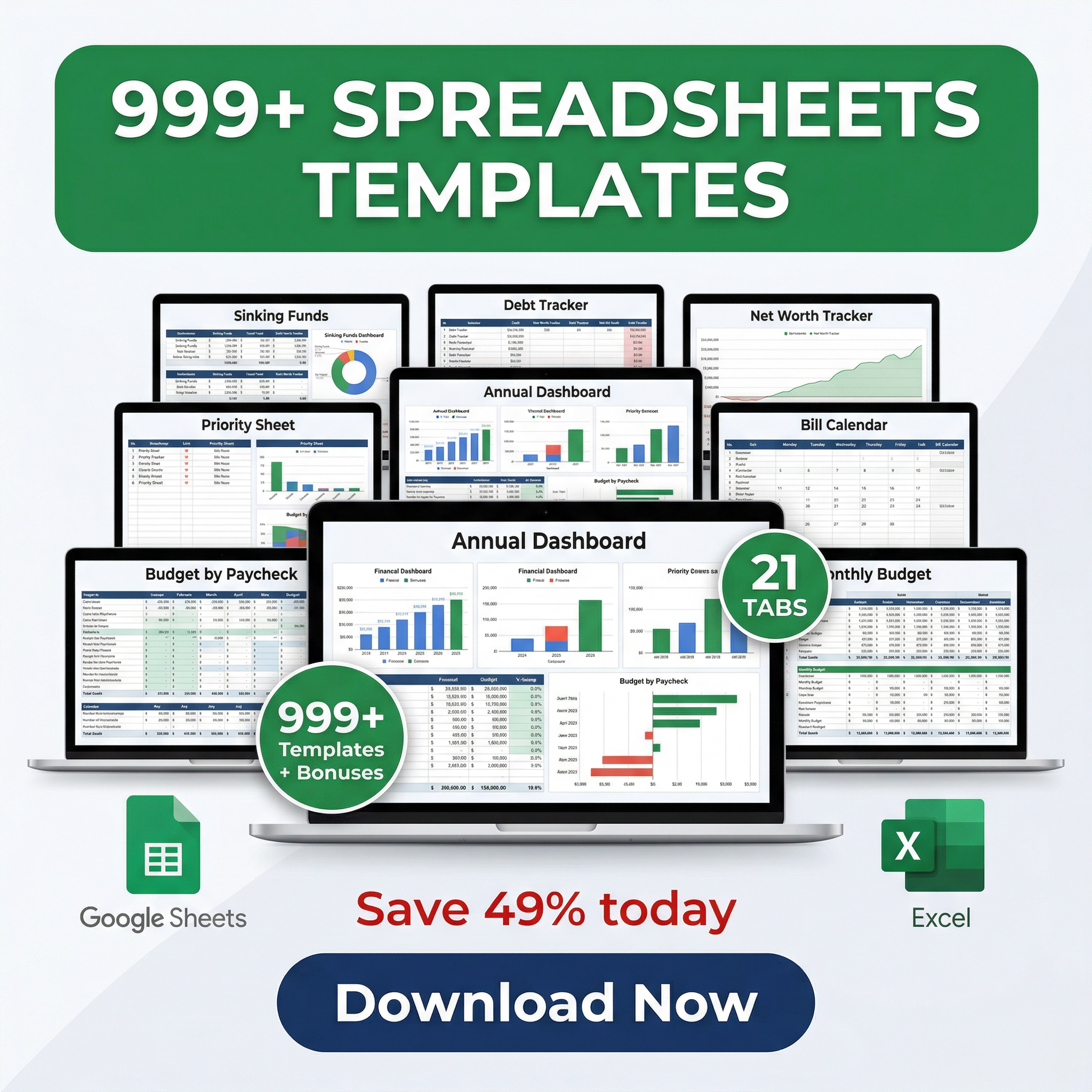My Digit Hub Facebook ad: 999+ Excel & Google Sheets Templates