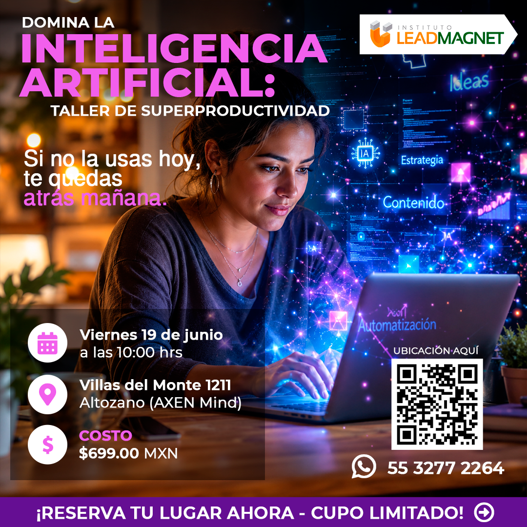 Instituto LeadMagnet Facebook ad: Taller de Inteligencia Artificial Presencial en Morelia 19…