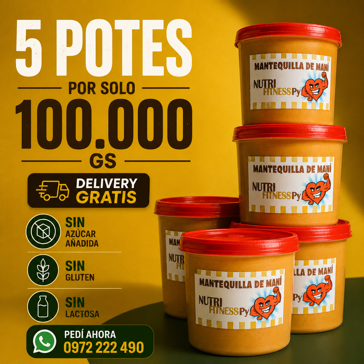 Nutri Fitness PY Facebook ad: Pedí tu combo de 5 potes