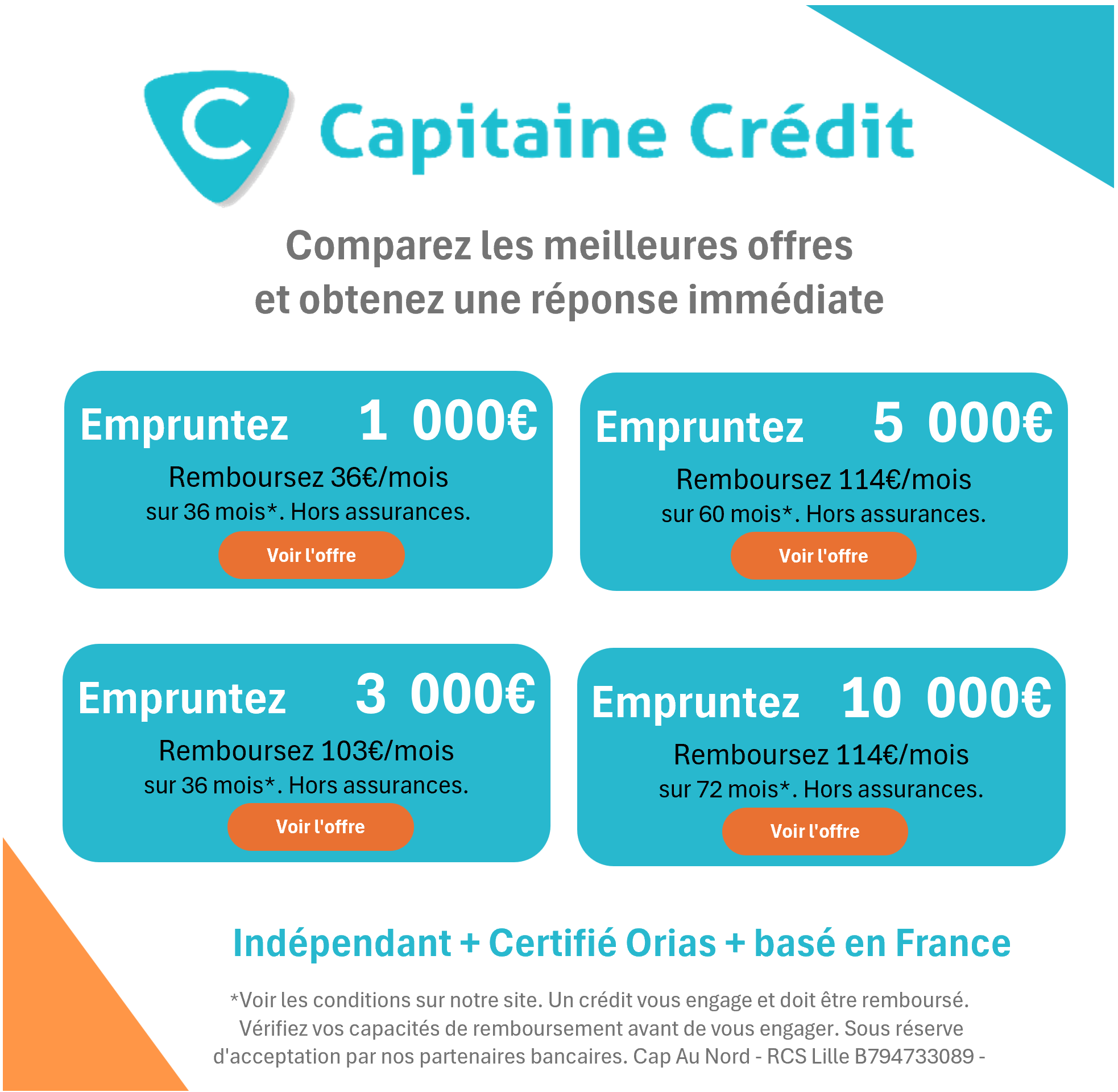 Capitaine Crédit - Comparateur de crédit en ligne Facebook ad from Feb 6, 2026