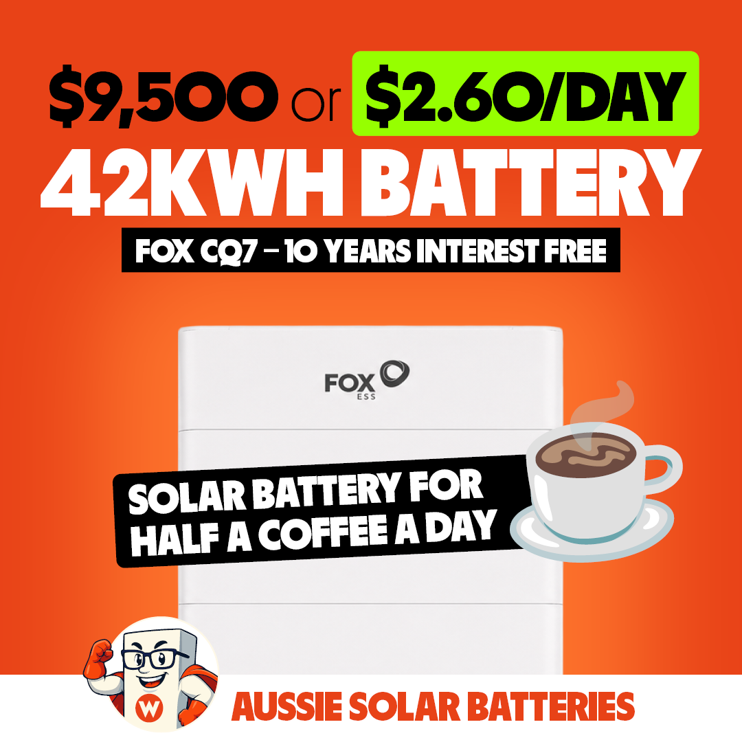 Aussie Solar Batteries Facebook ad: 42kWh FOX CQ7: $2.60/Day