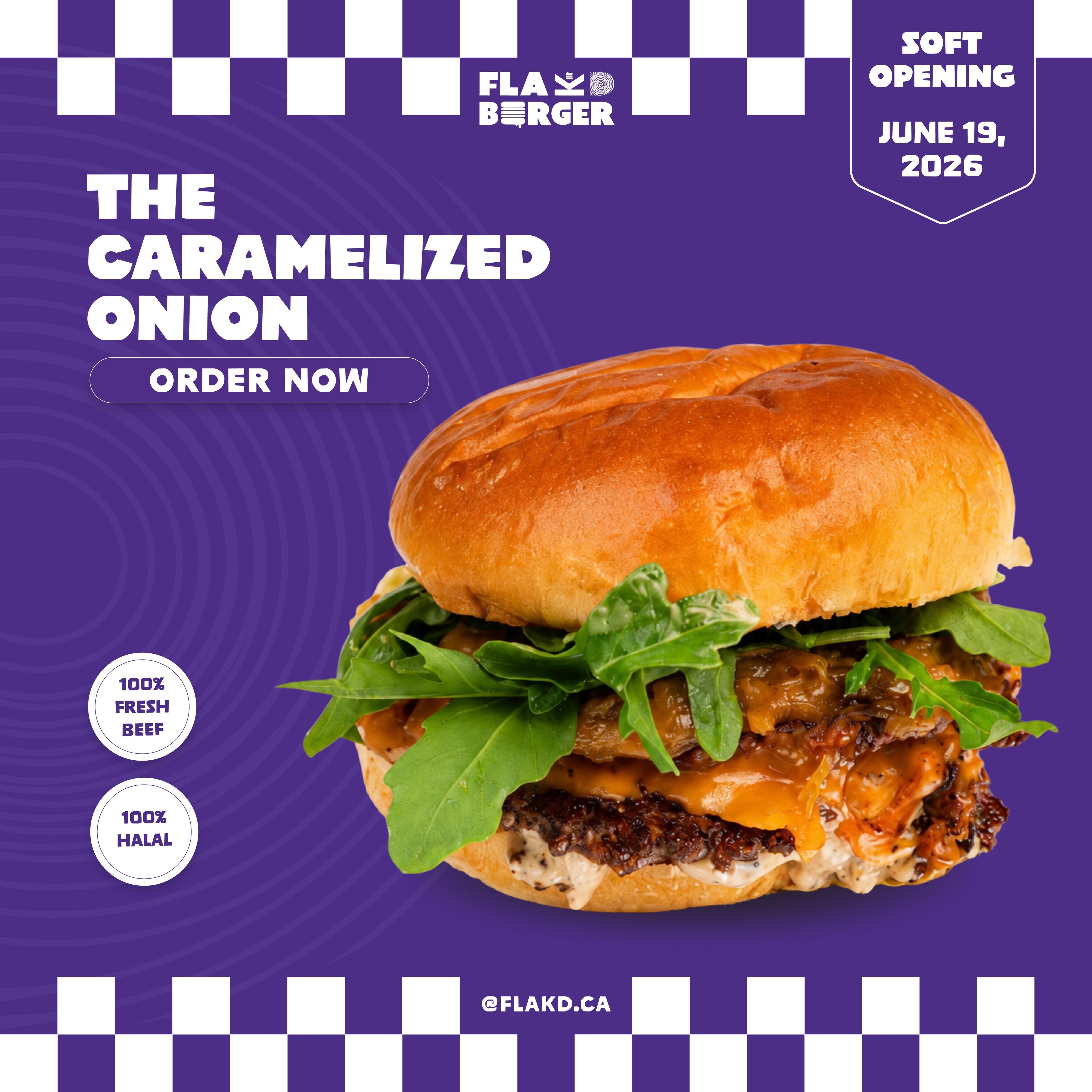 Flak'd Burger Facebook ad: not every great thing is loud.