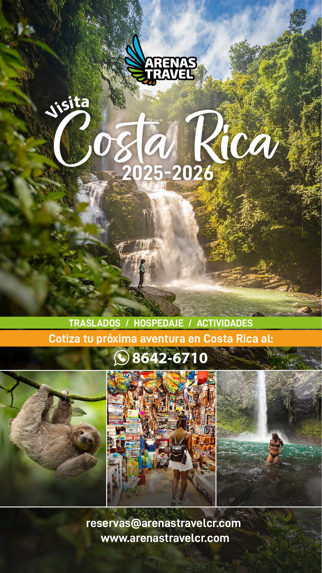 Tours & transportation Arenas Travel Costa Rica Facebook ad from Nov 13, 2025