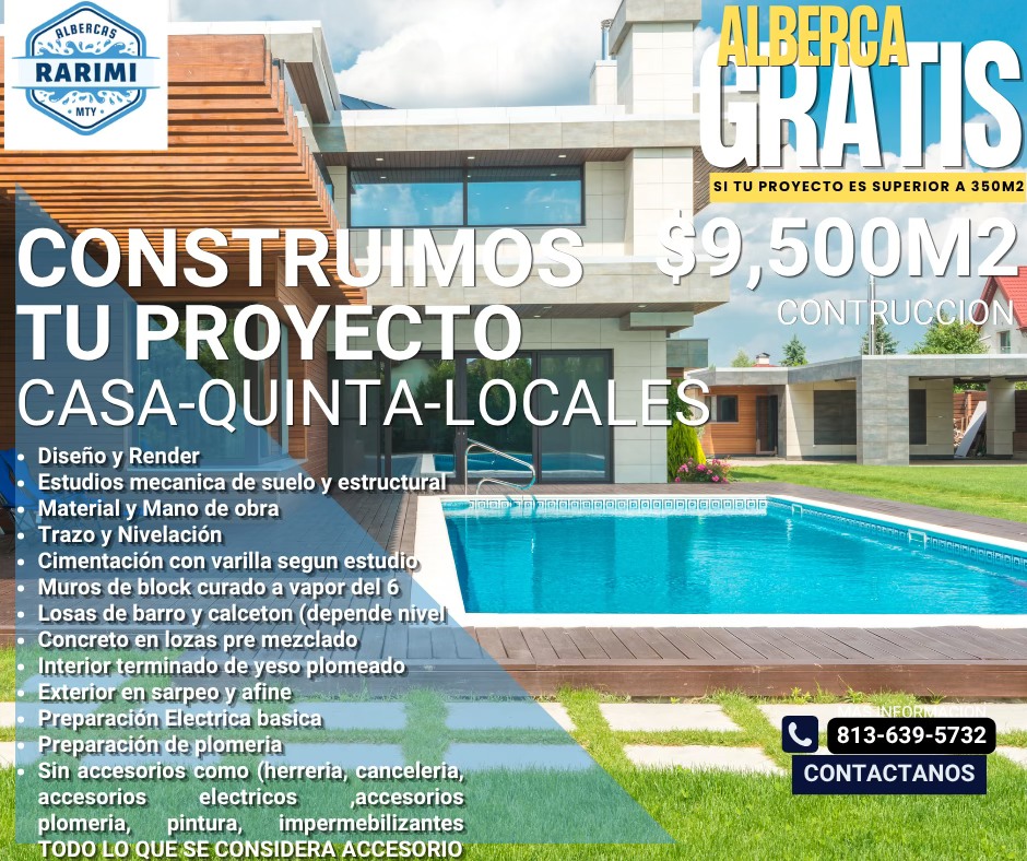 Albercas Rarimi Facebook ad: Promoción del mes $9,500mx m2 para tu proyecto…
