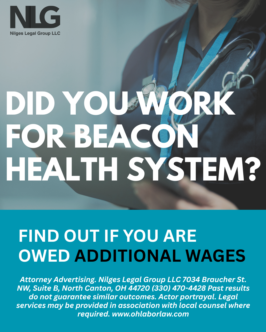 Nilges Legal Group LLC Facebook ad: Check for Unpaid Wages