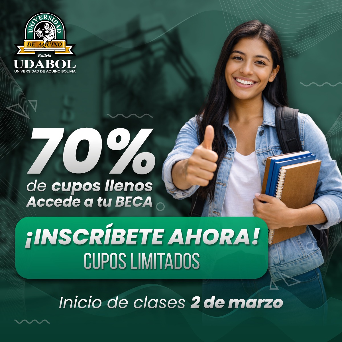 Universidad de Aquino Bolivia - Udabol Facebook ad from Feb 23, 2026