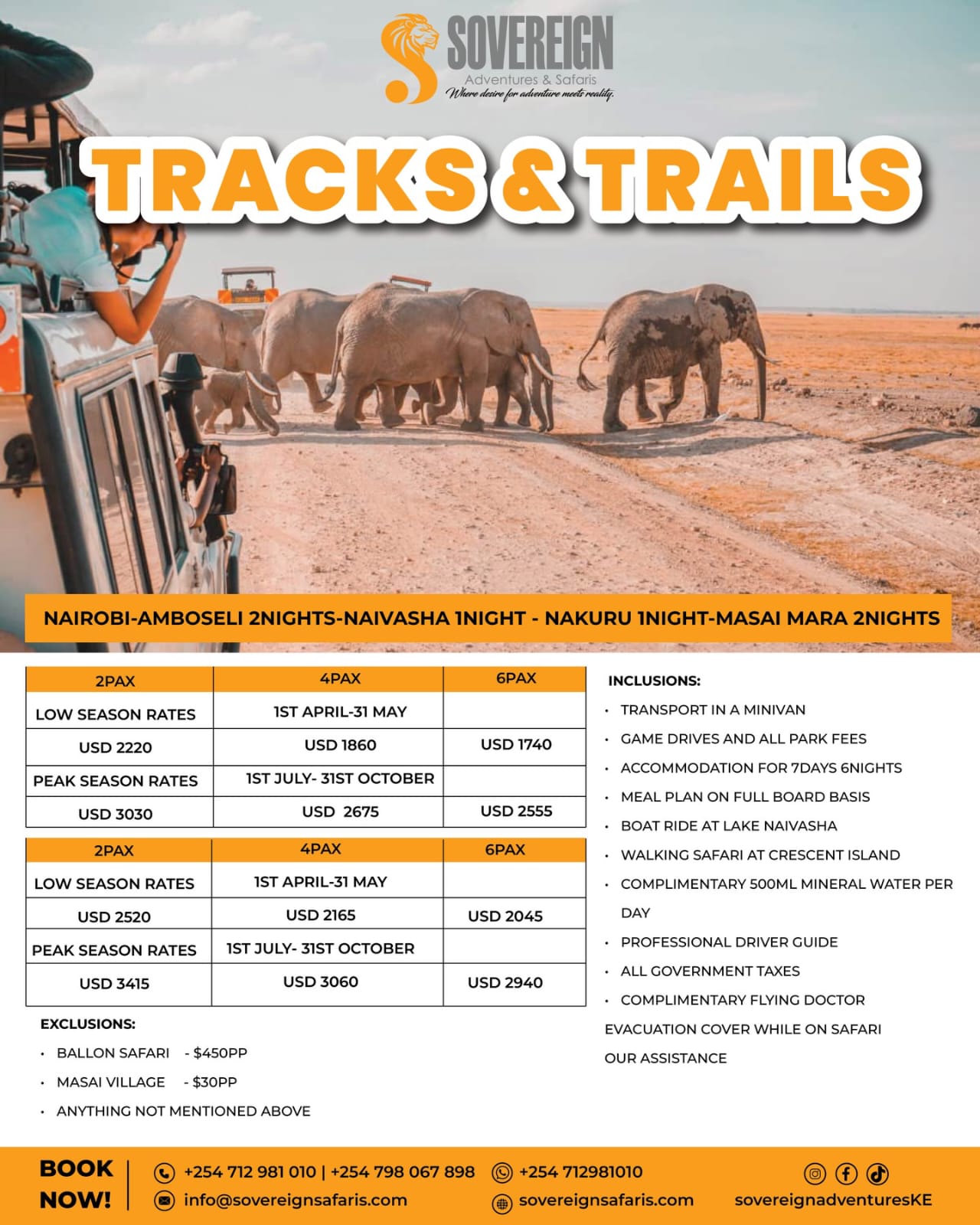 Sovereign Adventures and Safaris. Facebook ad: Chat in Messenger